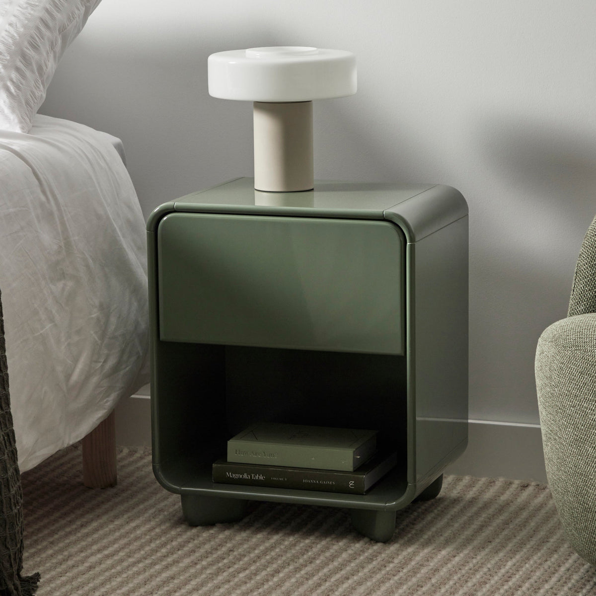 Charlie Gloss Bedside Table Green