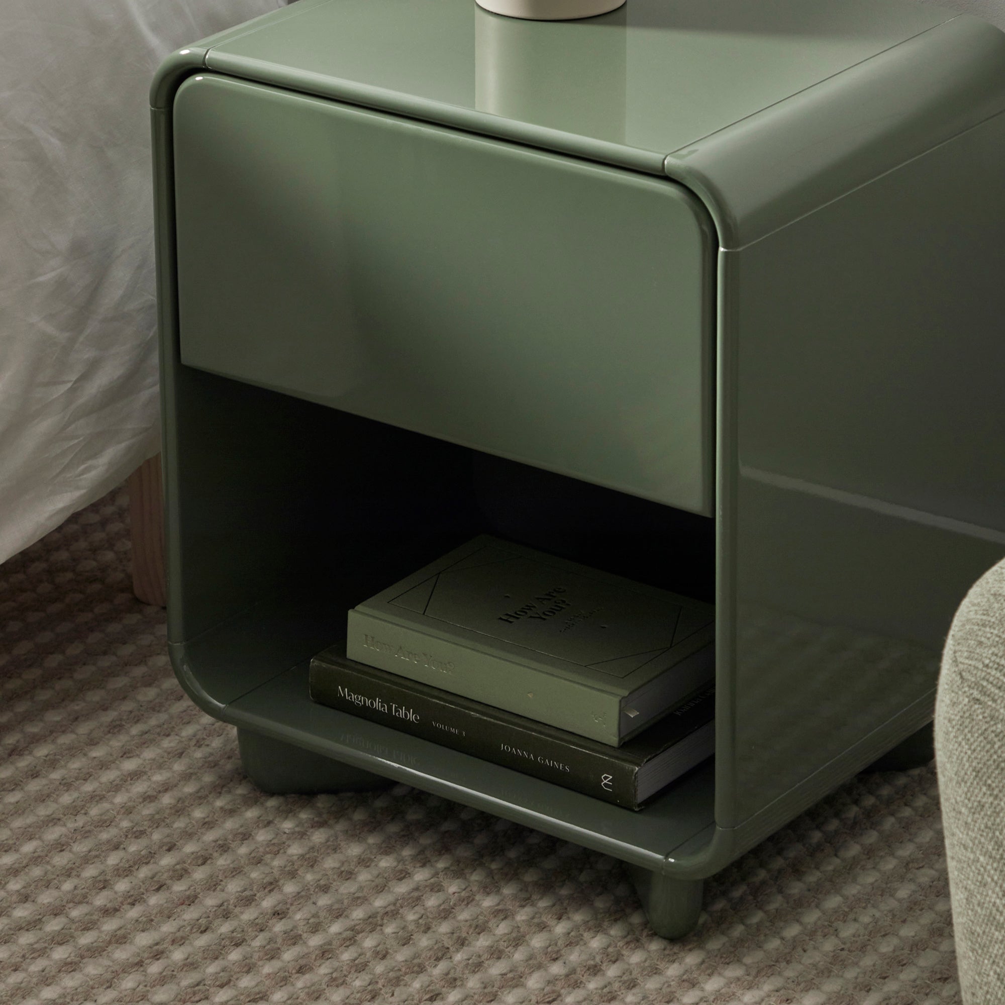 Charlie Gloss Bedside Table Green