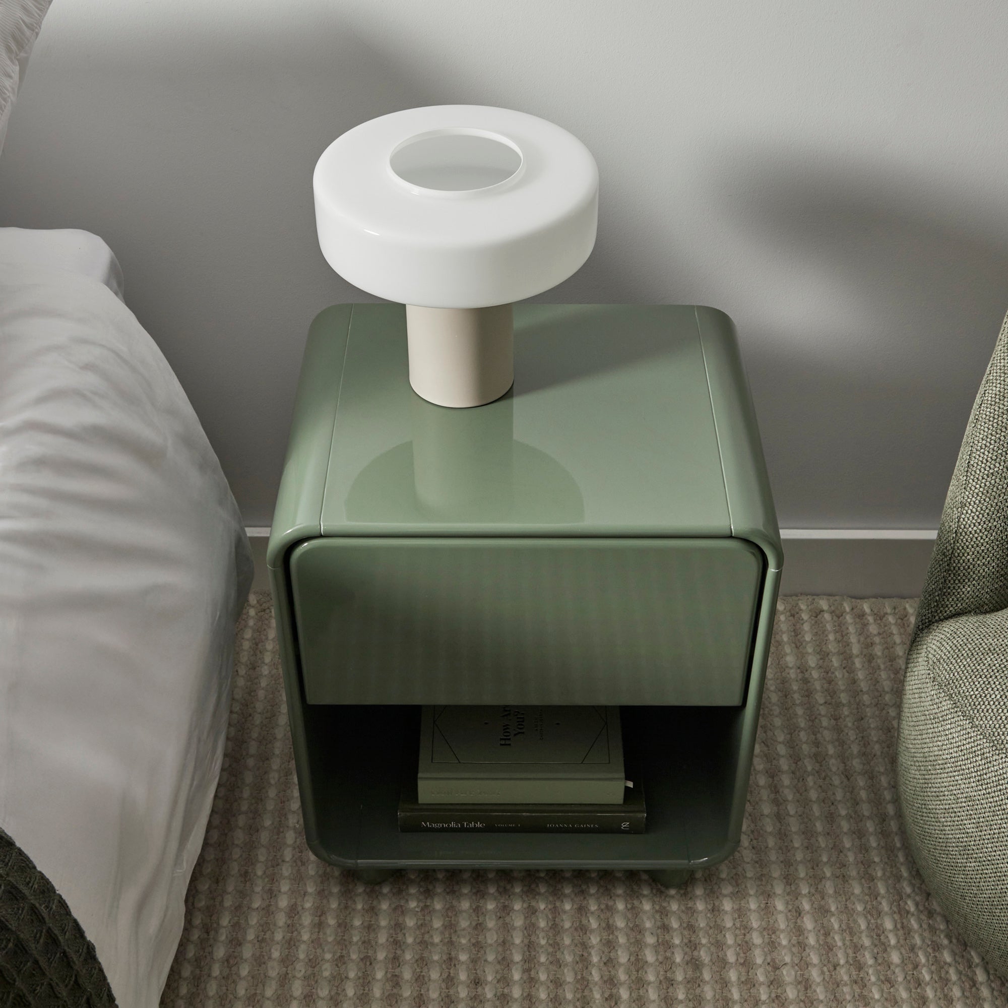 Charlie Gloss Bedside Table Green