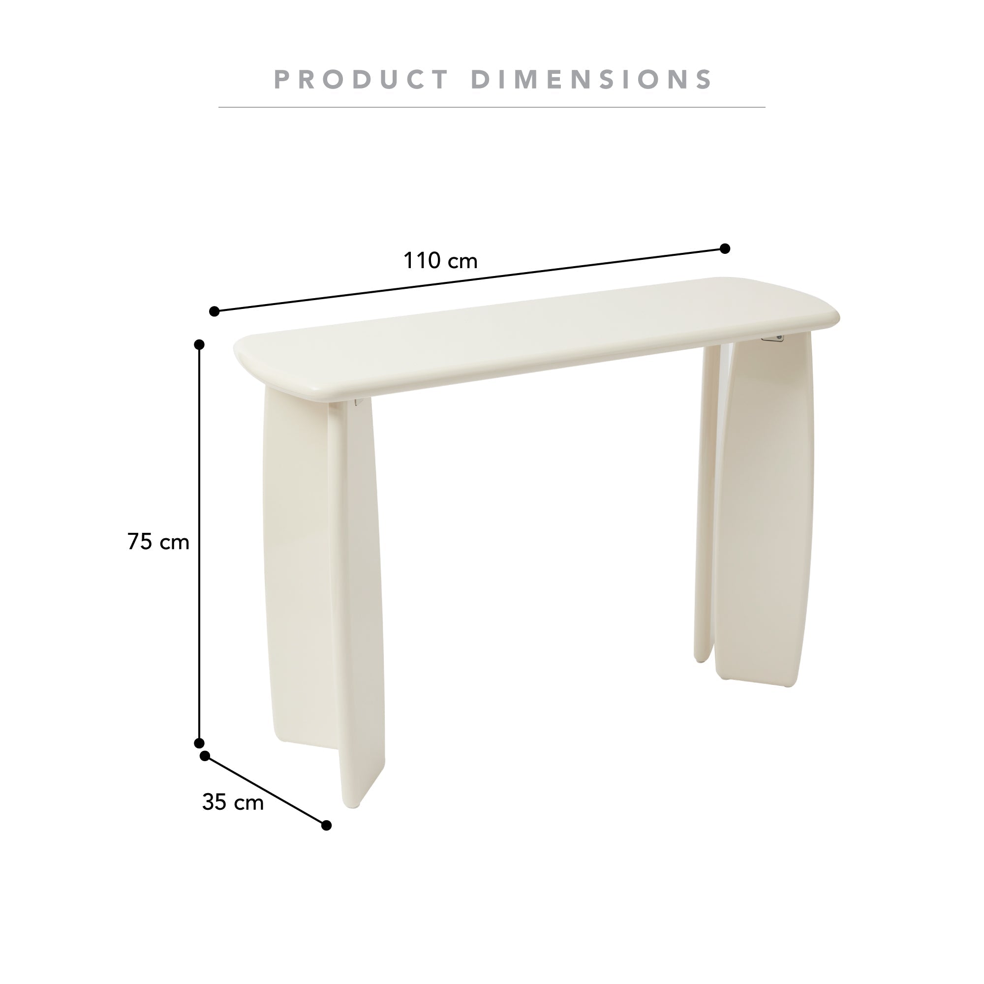 Charlie Gloss Console Table Cream (110cm)