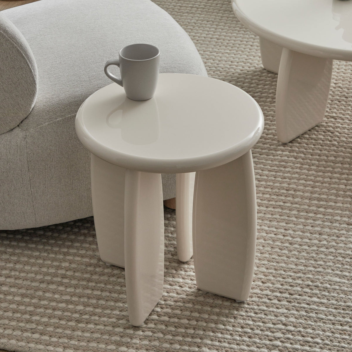 Charlie Gloss Side Table Cream