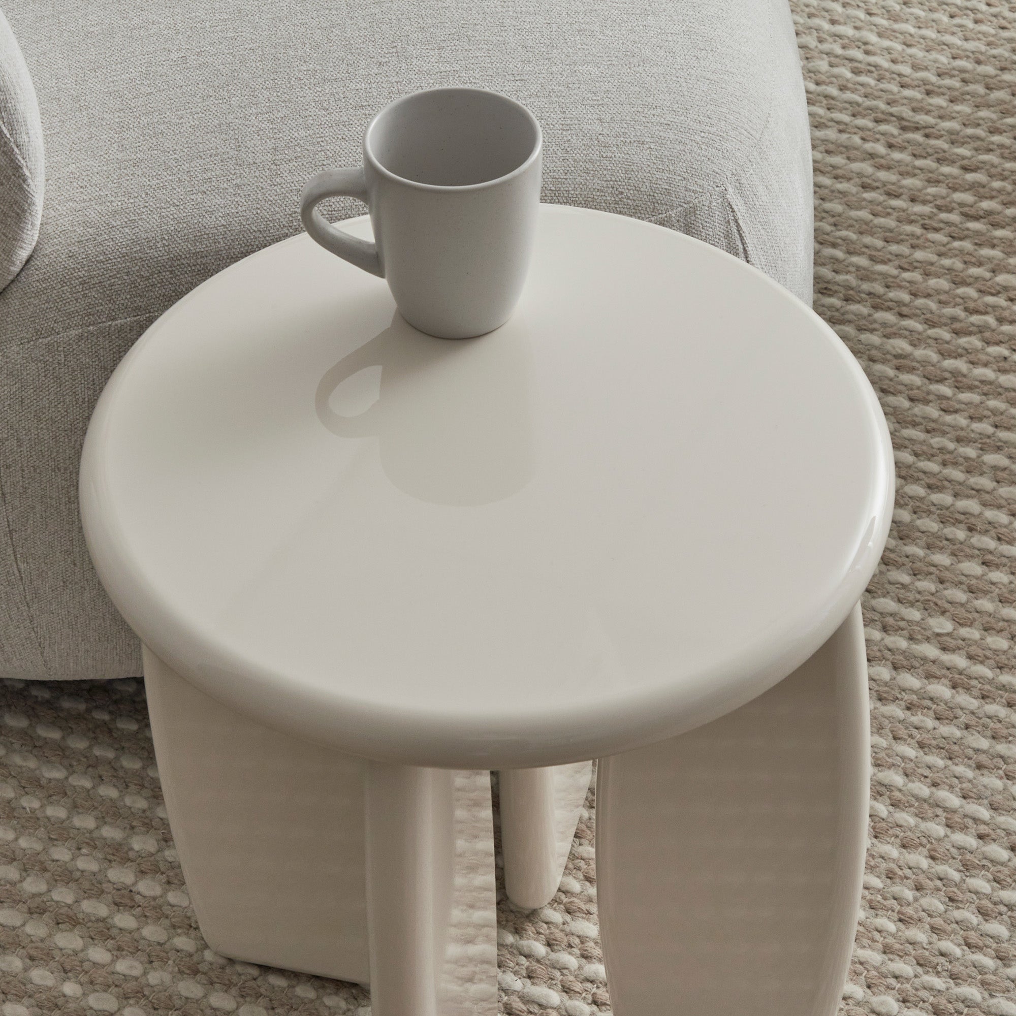 Charlie Gloss Side Table Cream
