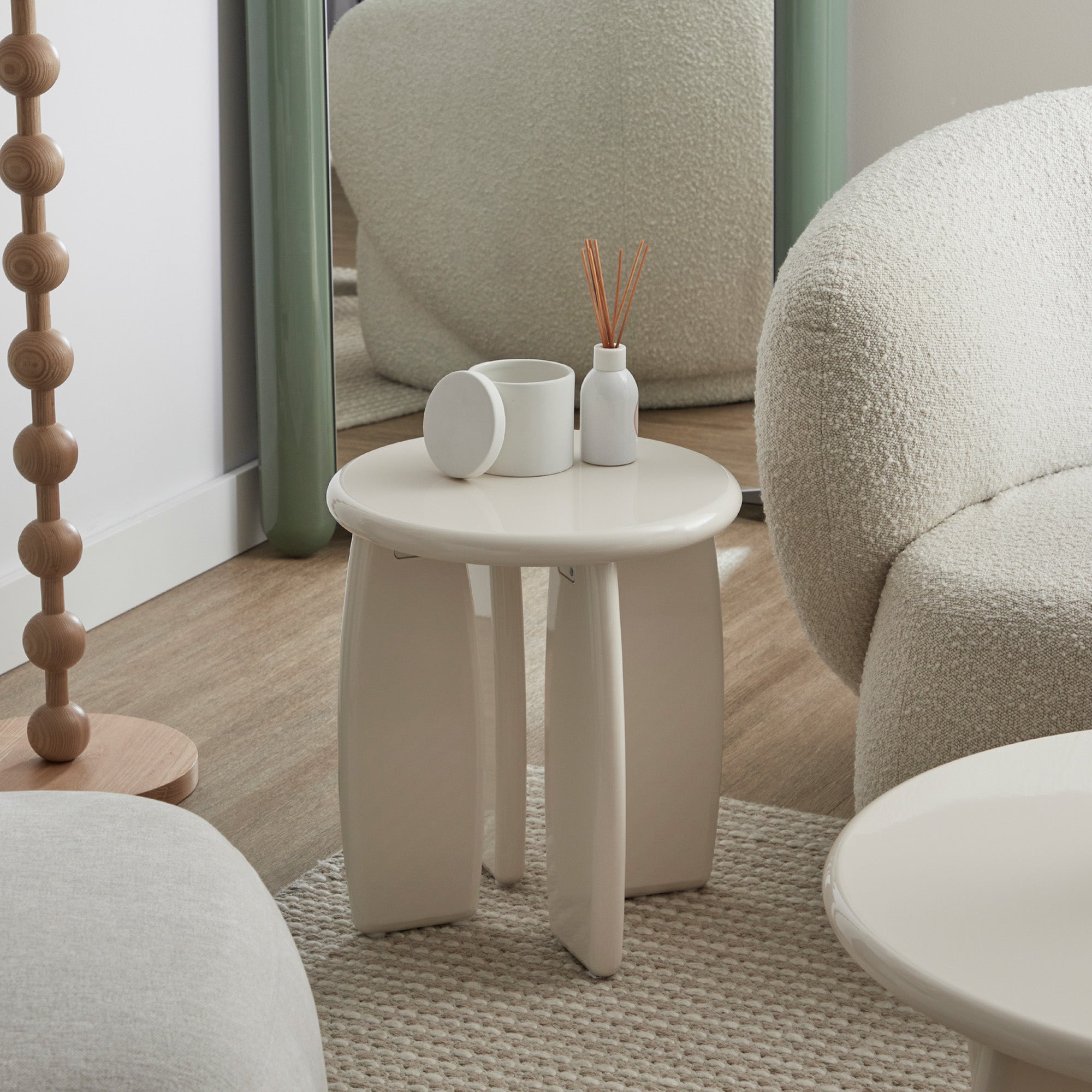 Charlie Gloss Side Table Cream