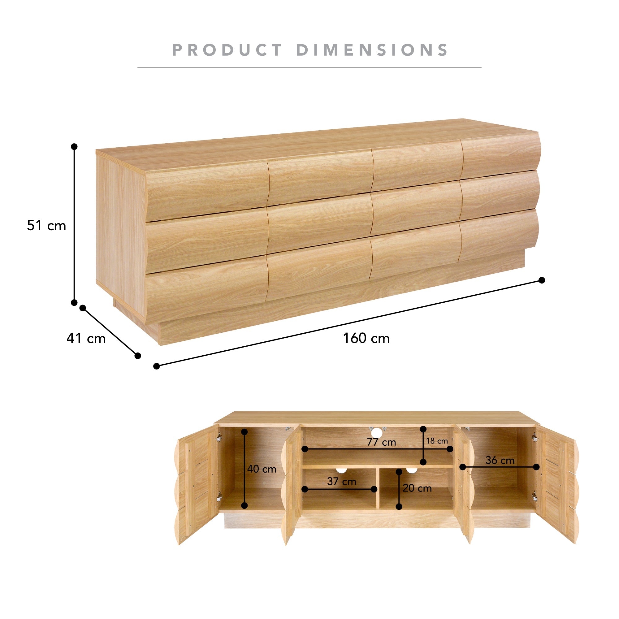 Elsene Entertainment Unit Natural (160cm)