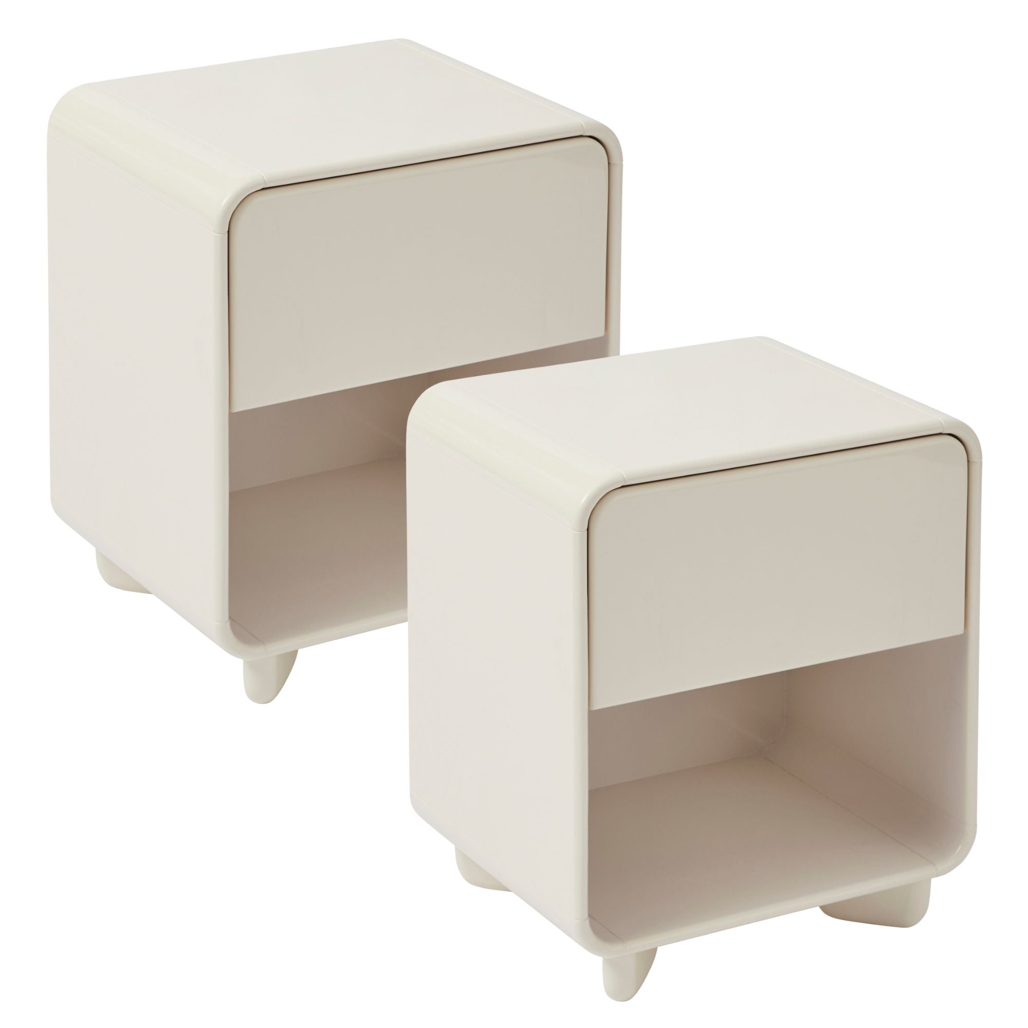 Charlie Gloss Bedside Table Cream (Set of 2)