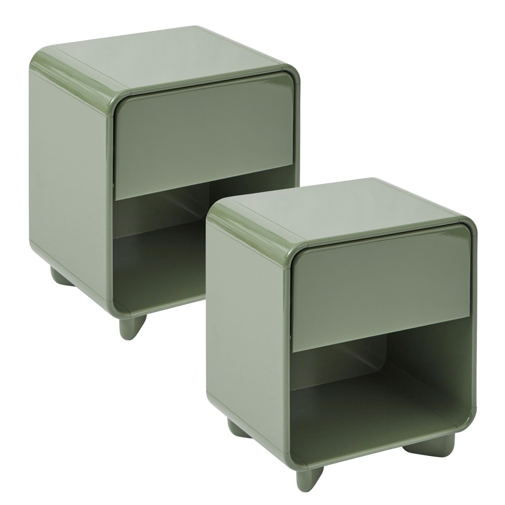 Charlie Gloss Bedside Table Green (Set of 2)