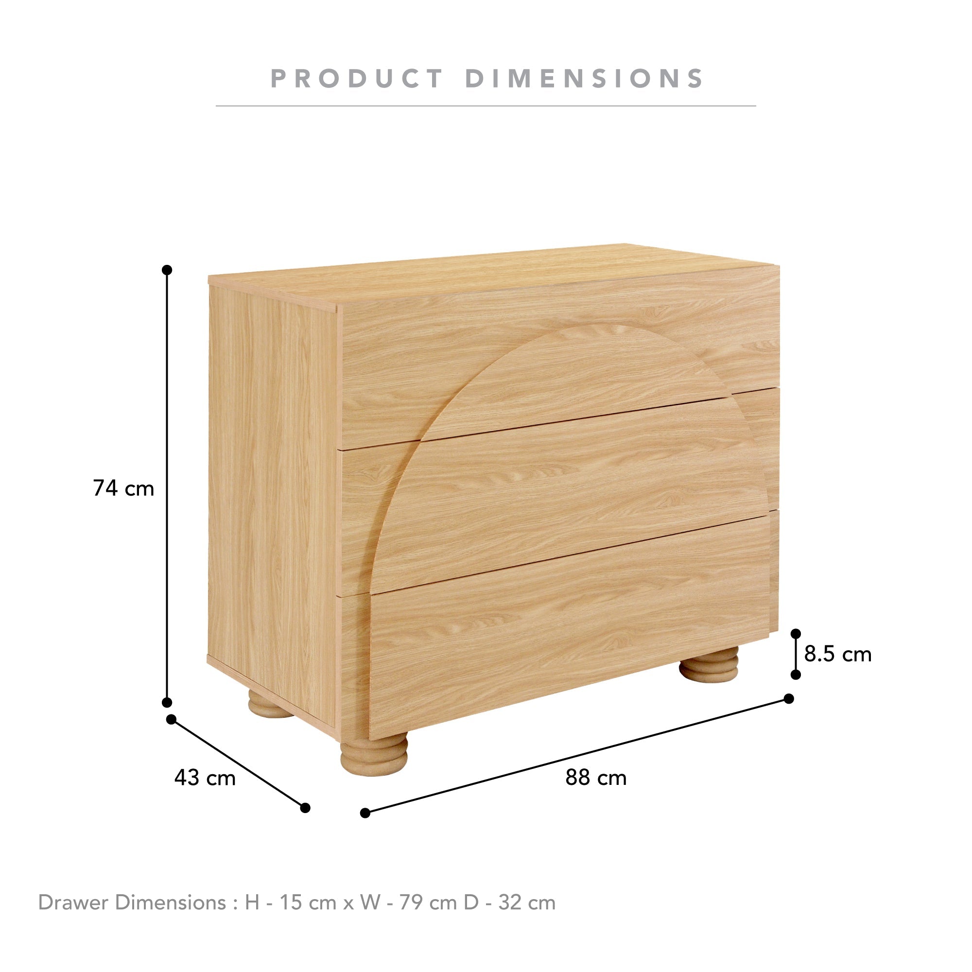 Kaari Chest of 3 Drawers Natural