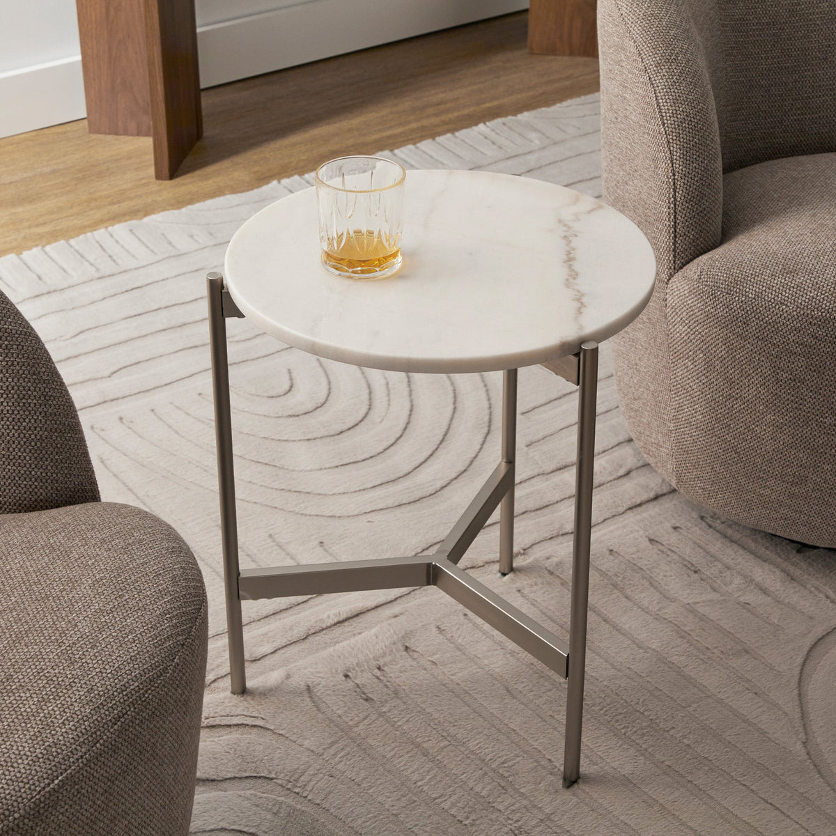 Beau Marble Side Table White