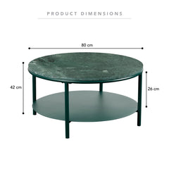 Fernando Marble and Metal Coffee Table Green