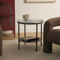 Fernando Marble and Metal Side Table Black