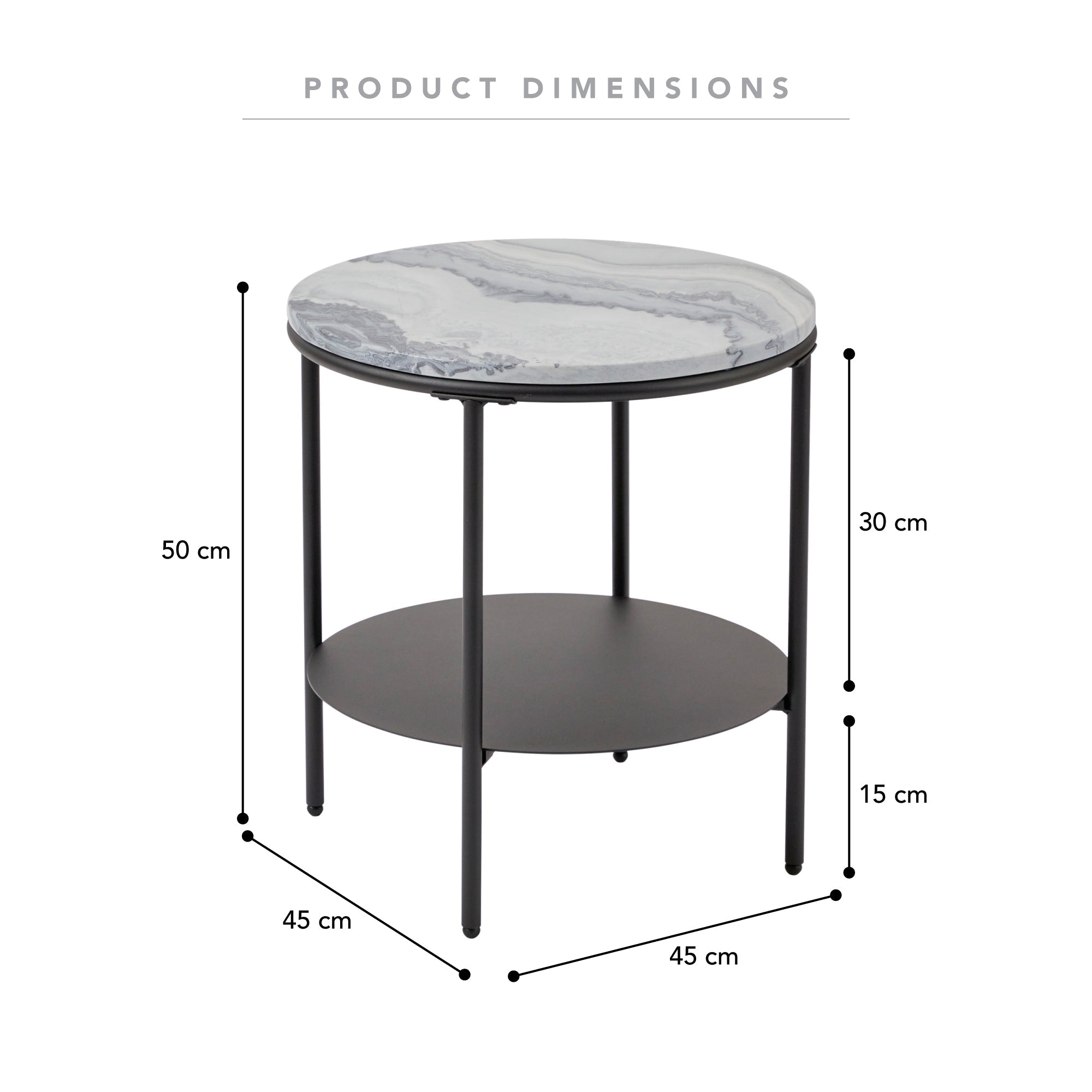 Fernando Marble and Metal Side Table Black