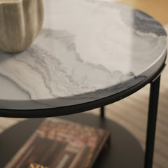 Fernando Marble and Metal Side Table Black