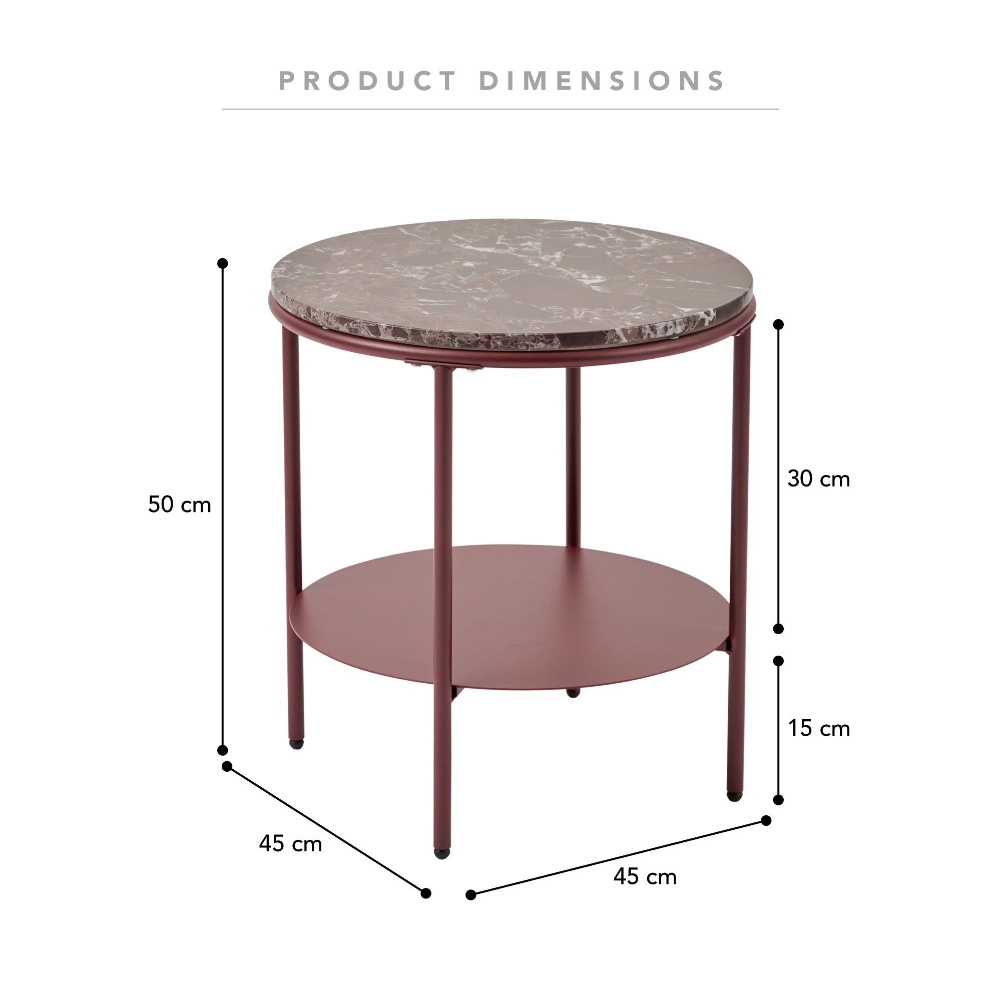 Fernando Marble and Metal Side Table Red