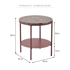 Fernando Marble and Metal Side Table Red