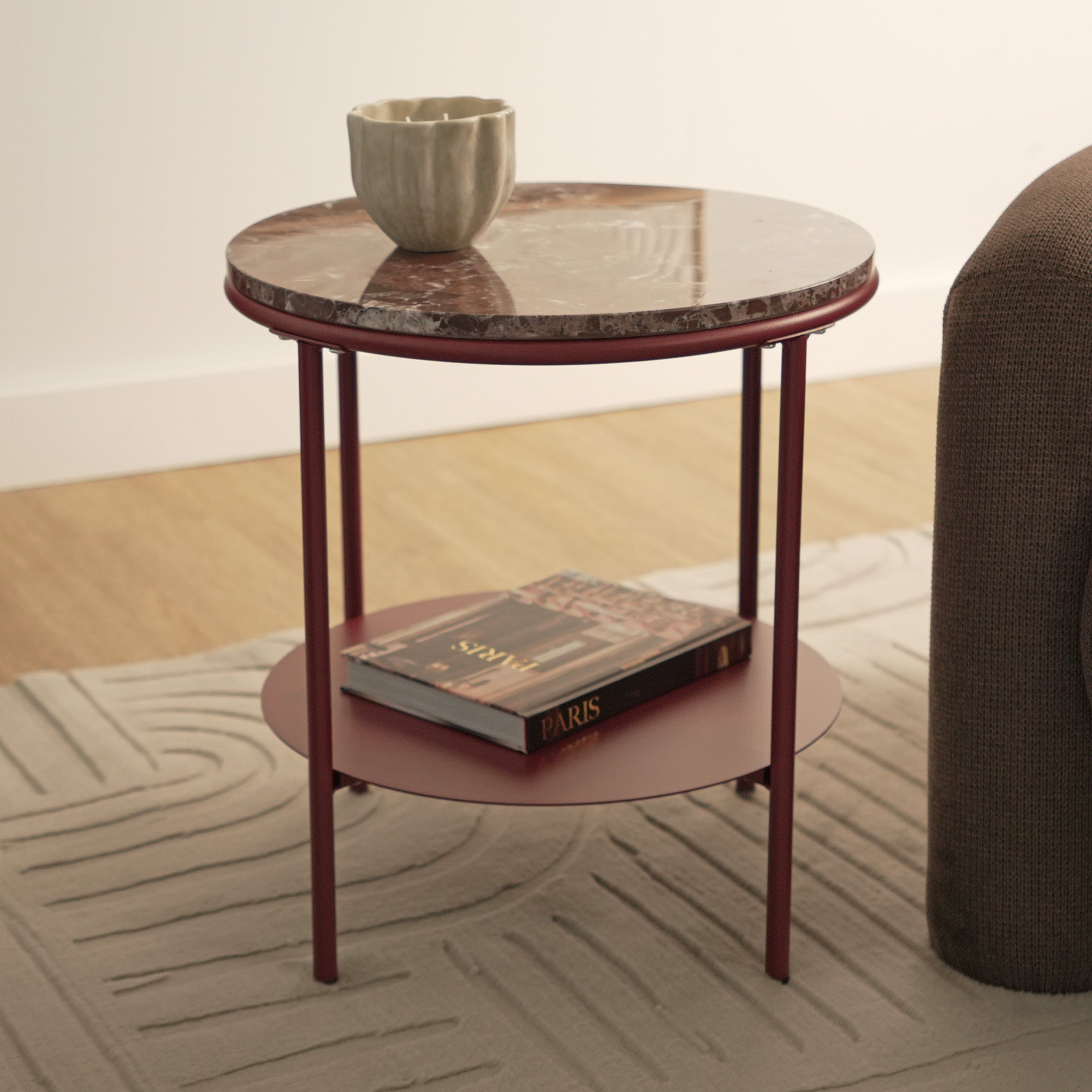 Fernando Marble and Metal Side Table Red