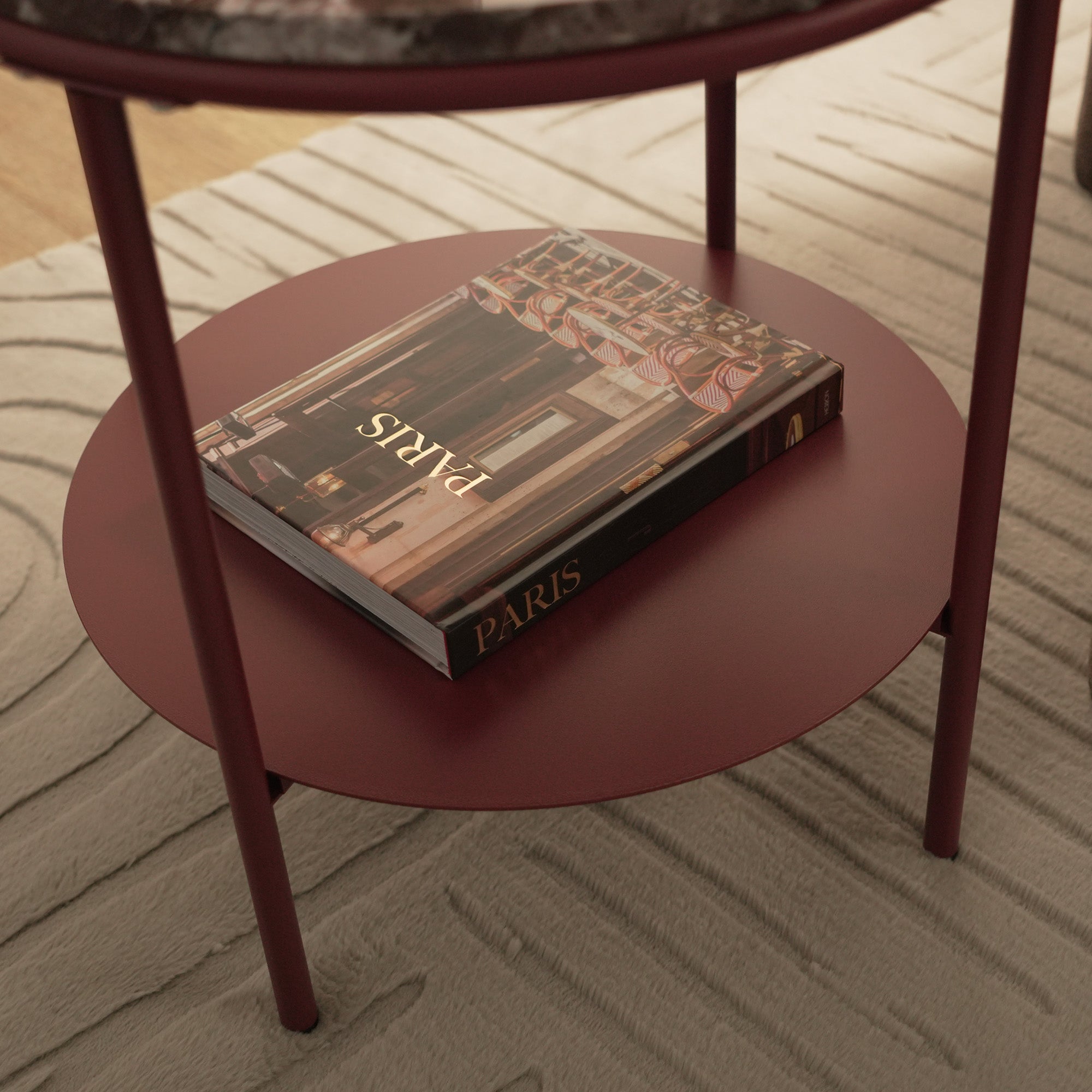 Fernando Marble and Metal Side Table Red