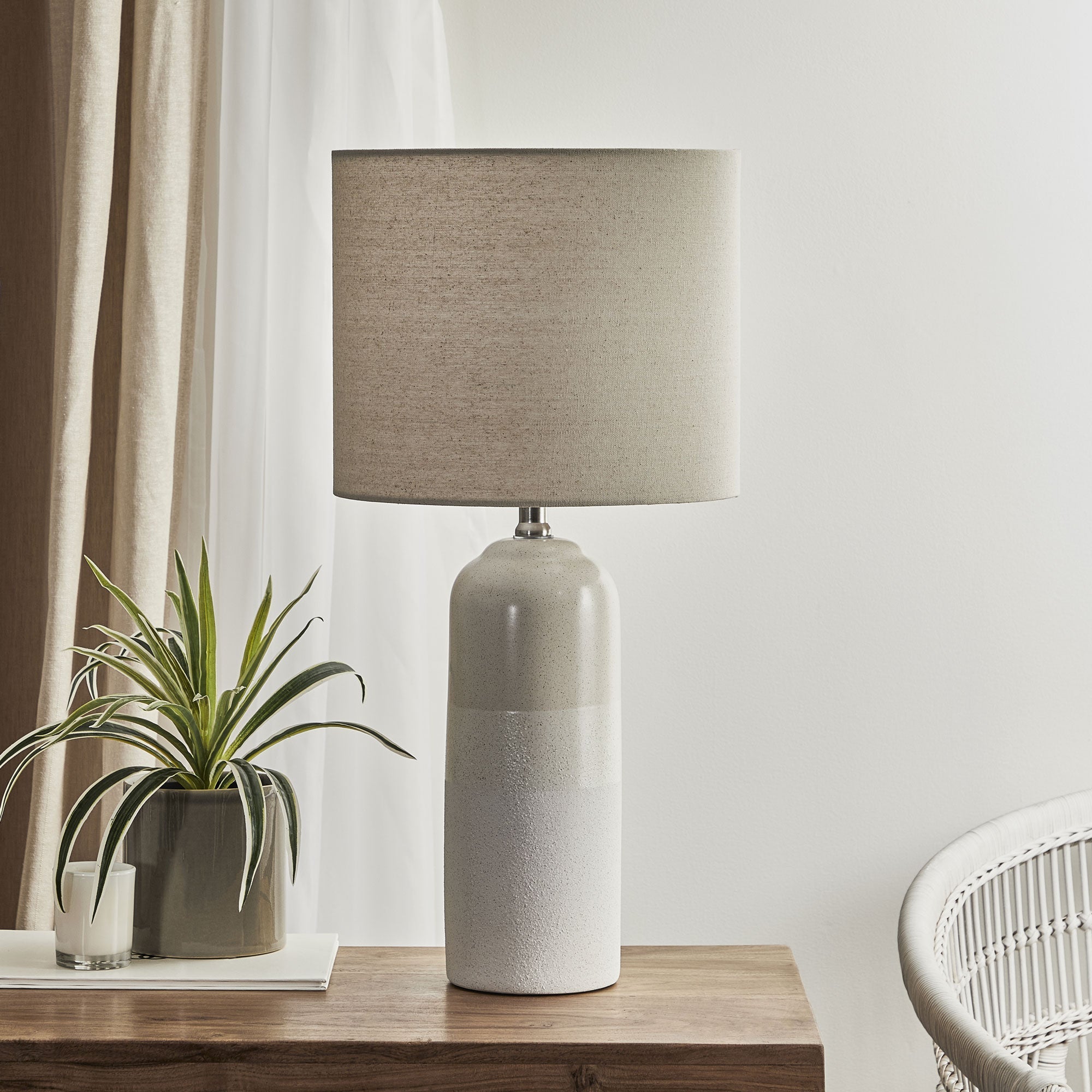 Clayton Modern Ceramic Table Lamp Cream (Set of 2)