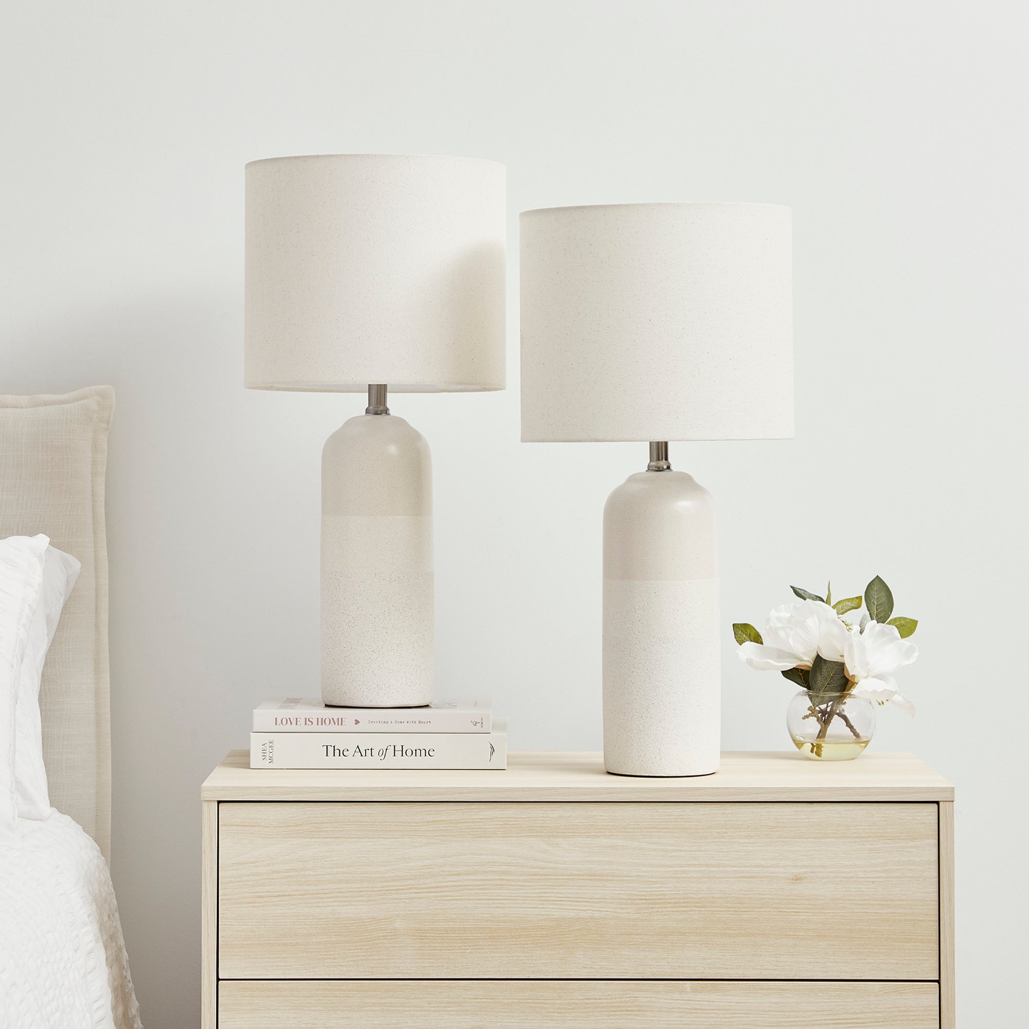 Clayton Modern Ceramic Table Lamp Cream (Set of 2)