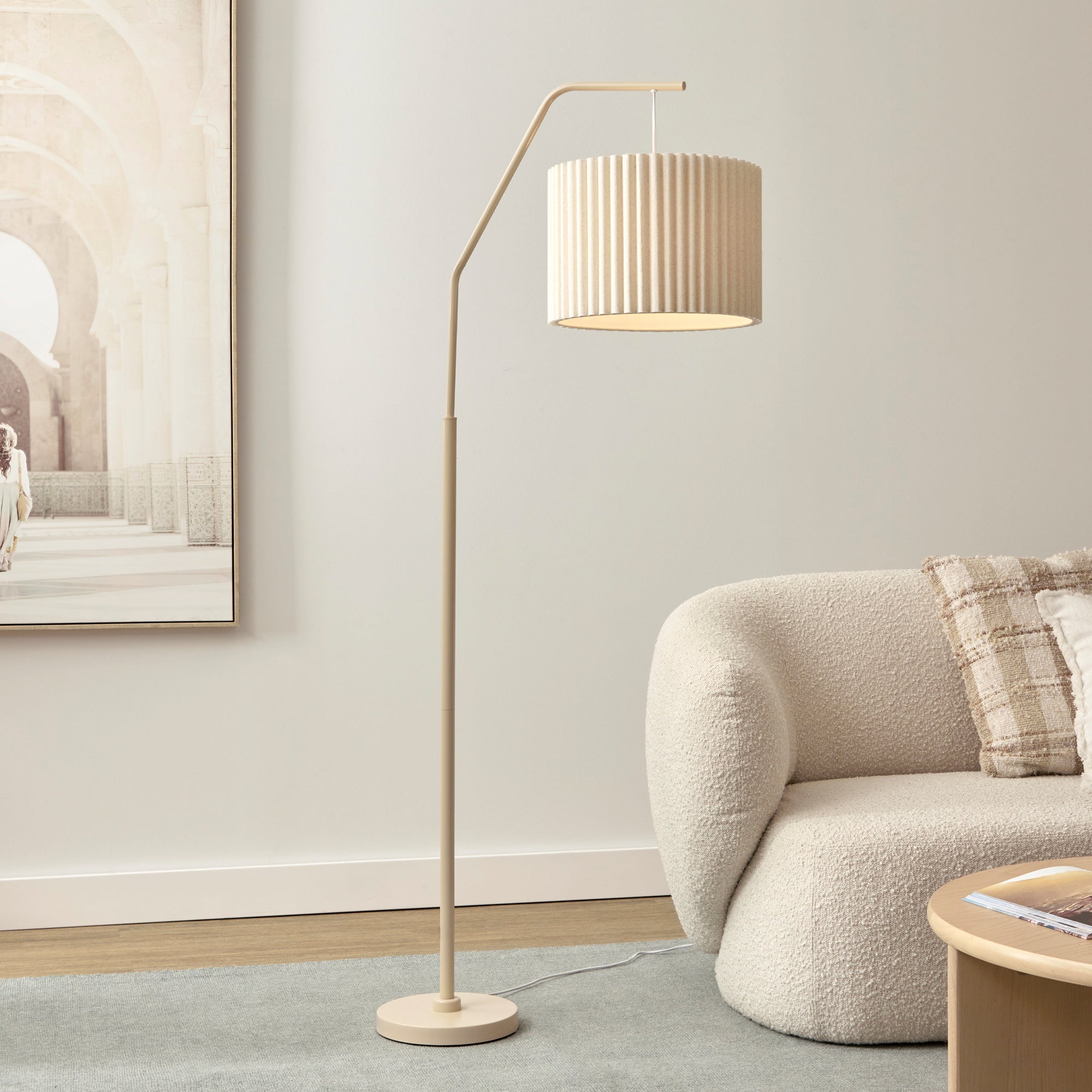 Astrid Hanging Ribbed Floor Lamp Oat