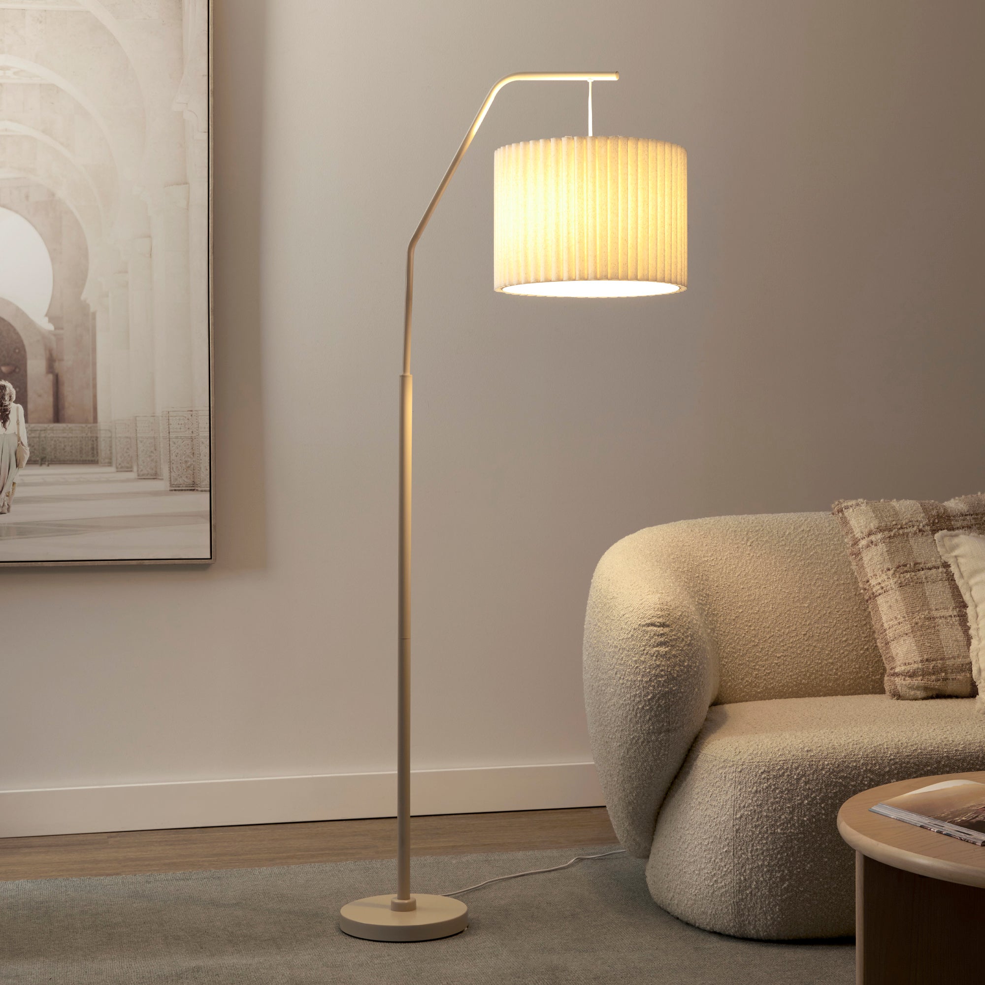 Astrid Hanging Ribbed Floor Lamp Oat