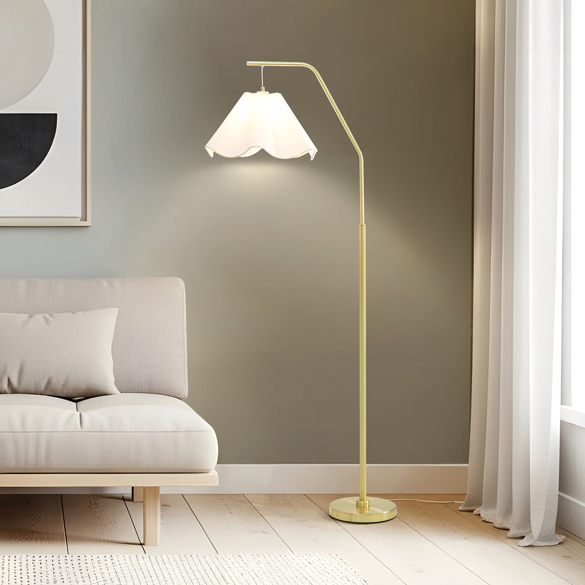 Astrid Hanging Wavy Floor Lamp Gold