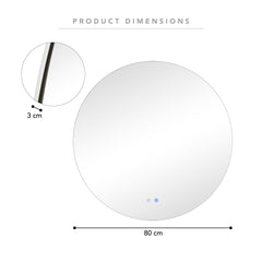 Aurora 80cm Round Backlit Mirror