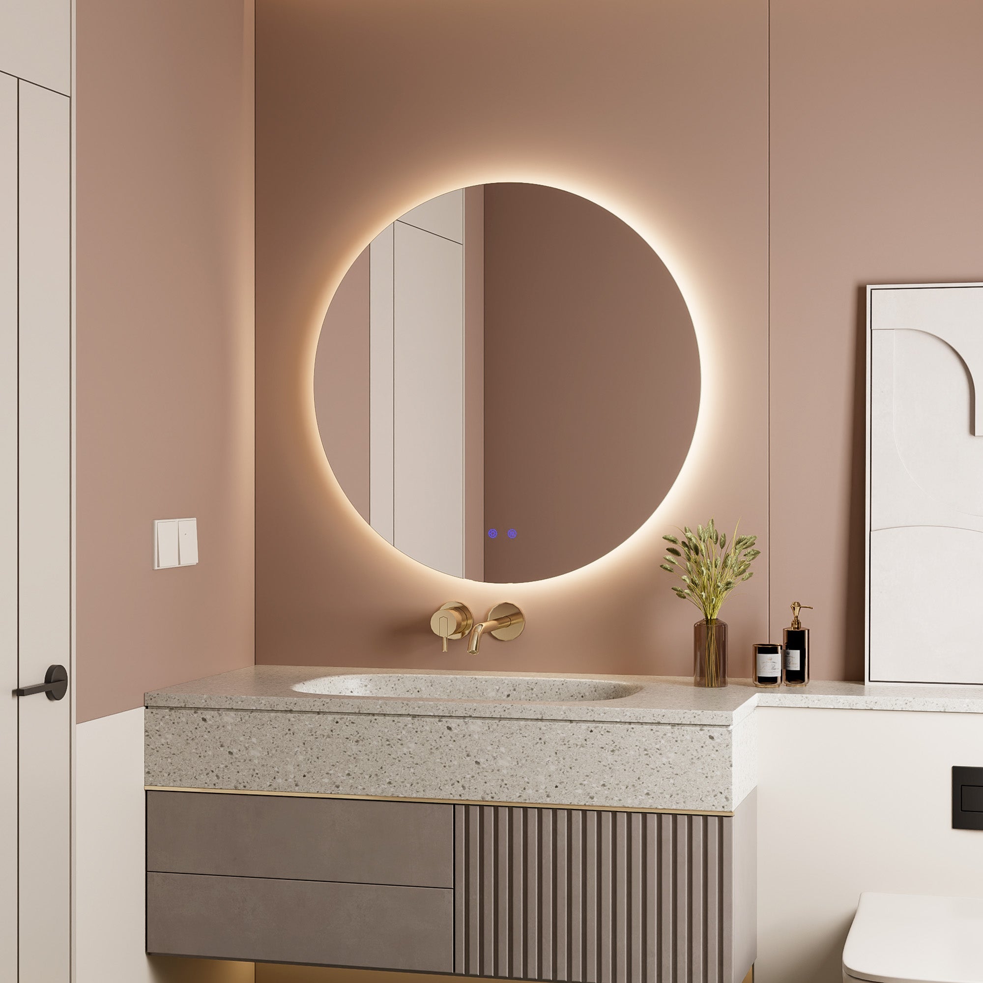 Aurora 80cm Round Backlit Mirror