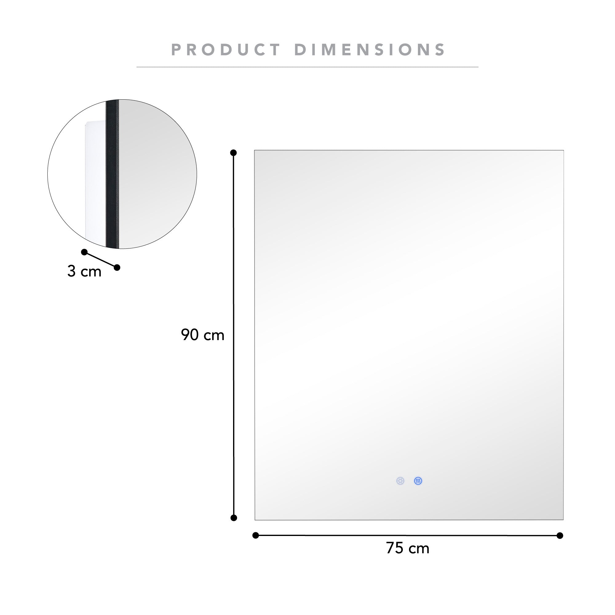 Aurora 90cm Rectangle Backlit Mirror