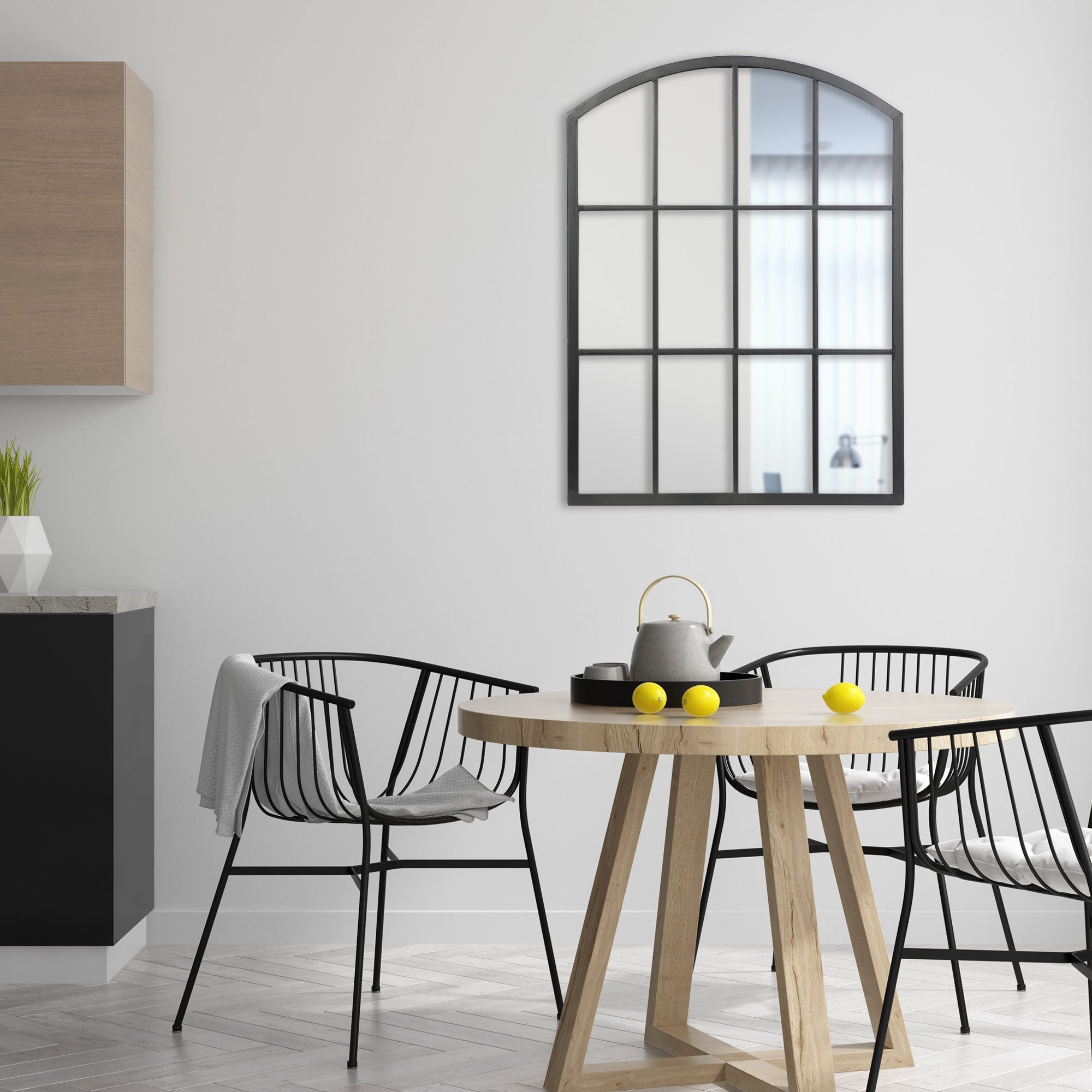 Marais 80cm Arch Top Iron Indoor Outdoor Mirror Black