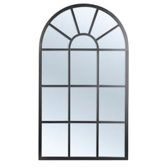 Abbey 105cm Arch Iron Indoor Outdoor Mirror Black