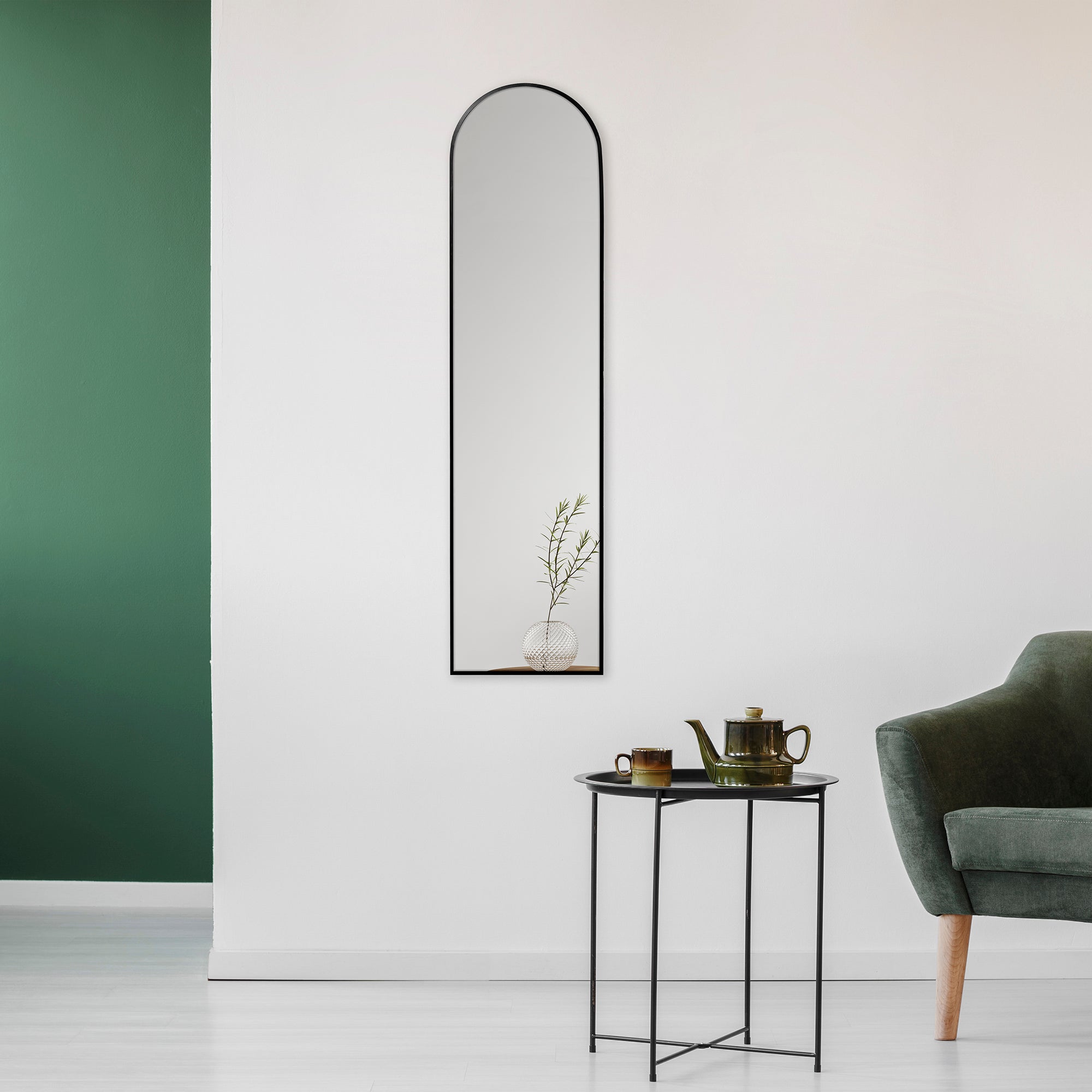 Cindy 120cm Arched Leaning Wall Mirror Black