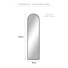 Cindy 120cm Arched Leaning Wall Mirror Black