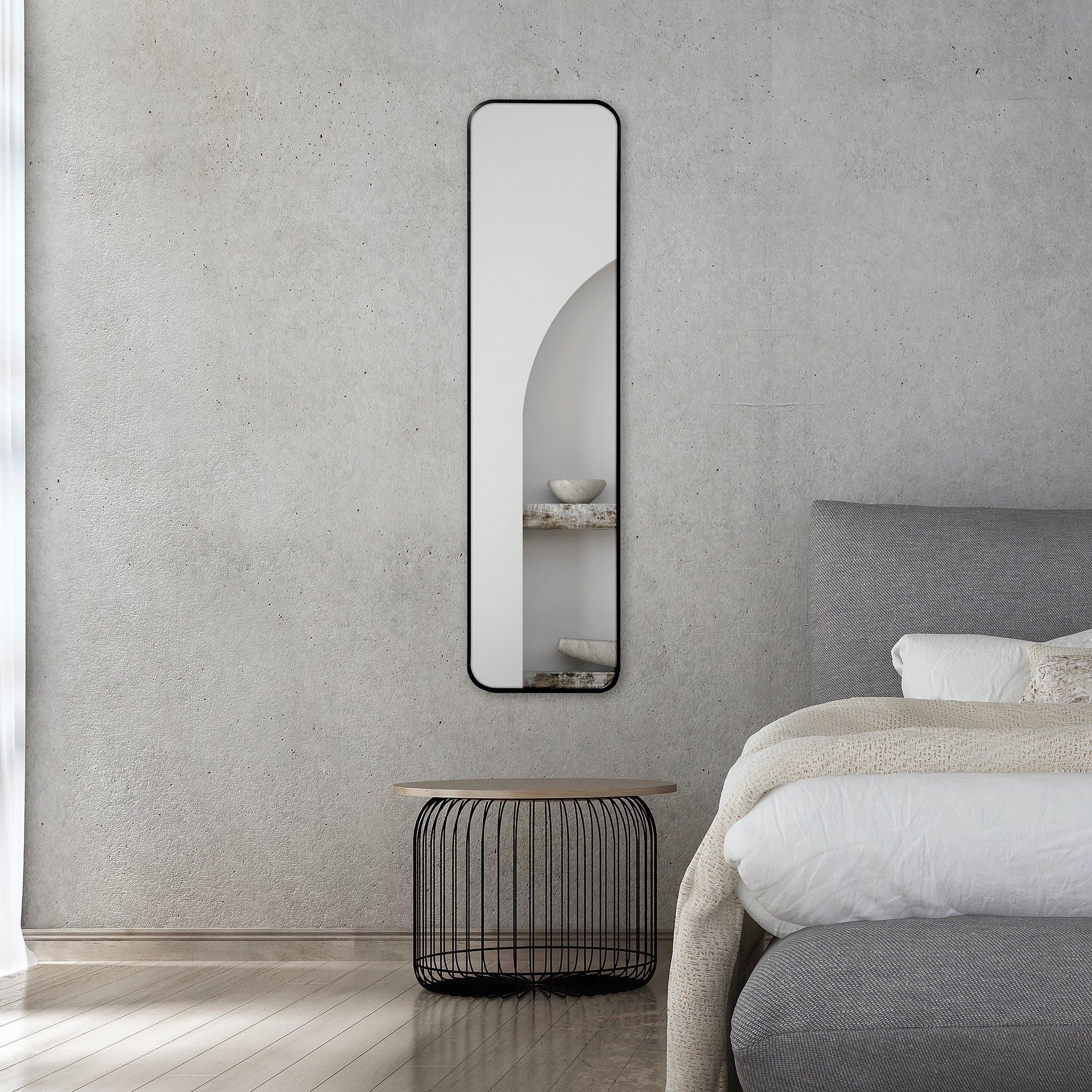 Elle 120cm Rectangle Leaning Wall Mirror Black