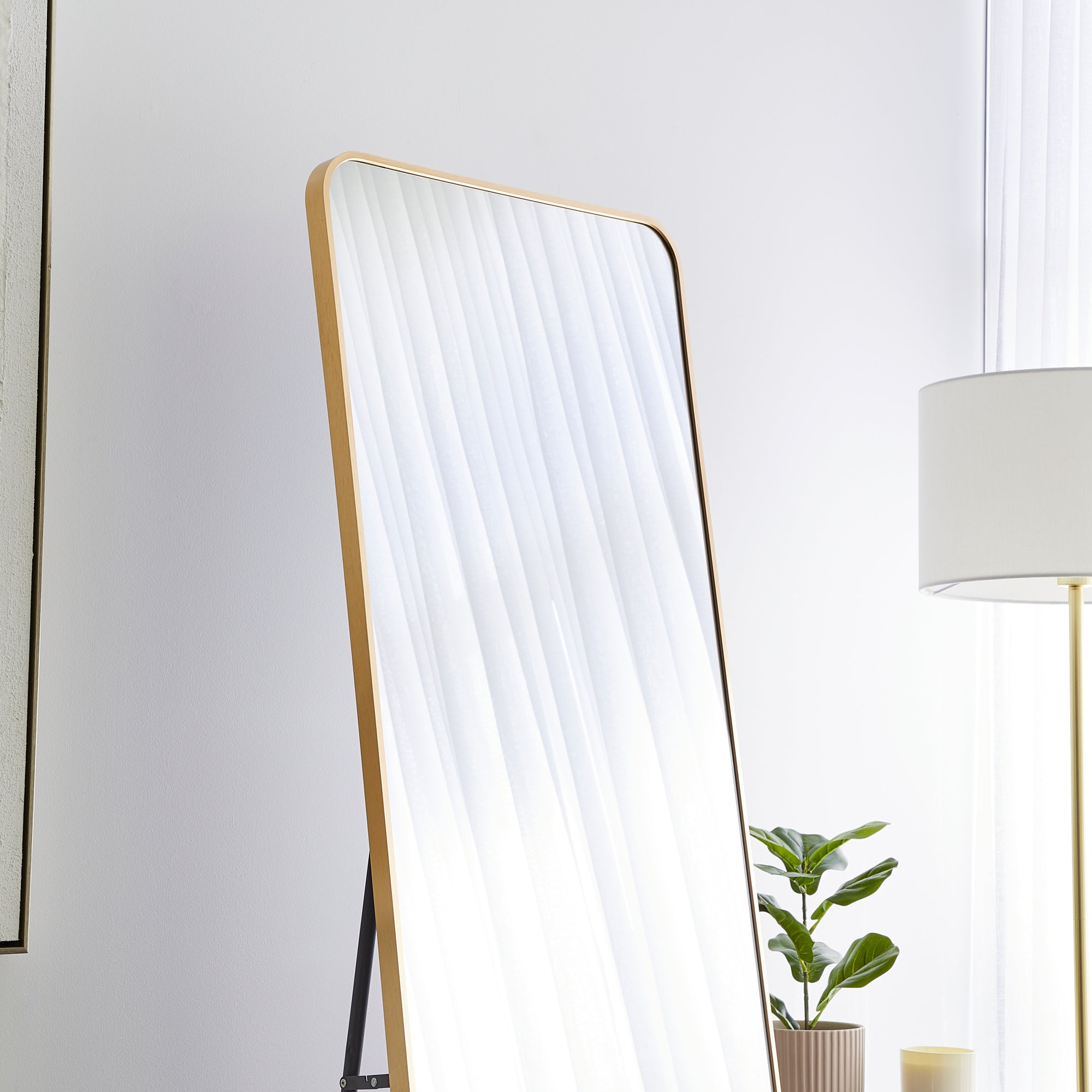 Elle 165cm Rectangle Standing Full Length Mirror Gold