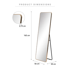 Elle 165cm Rectangle Standing Full Length Mirror Gold