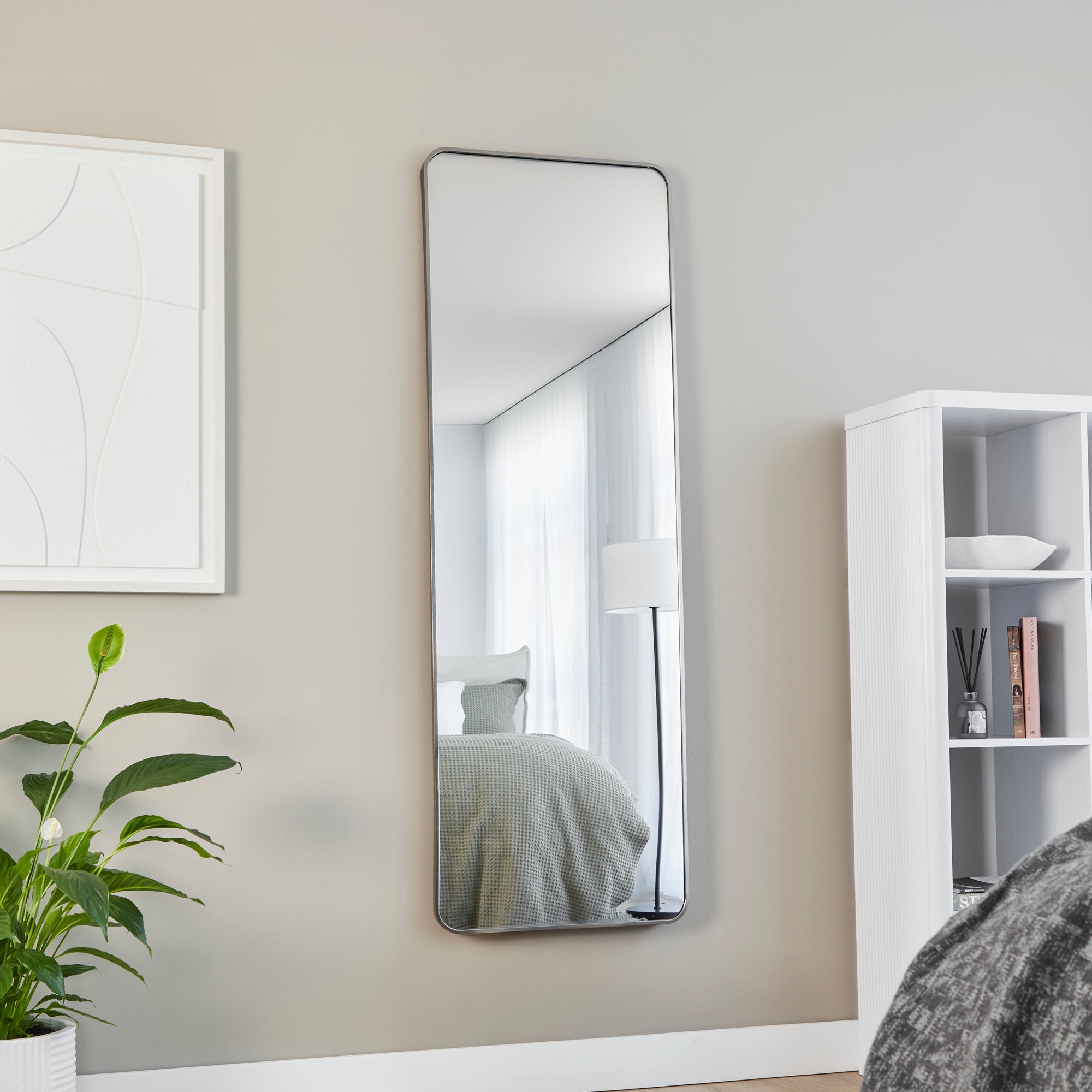 Elle 165cm Rectangle Standing Full Length Mirror Gunmetal Grey