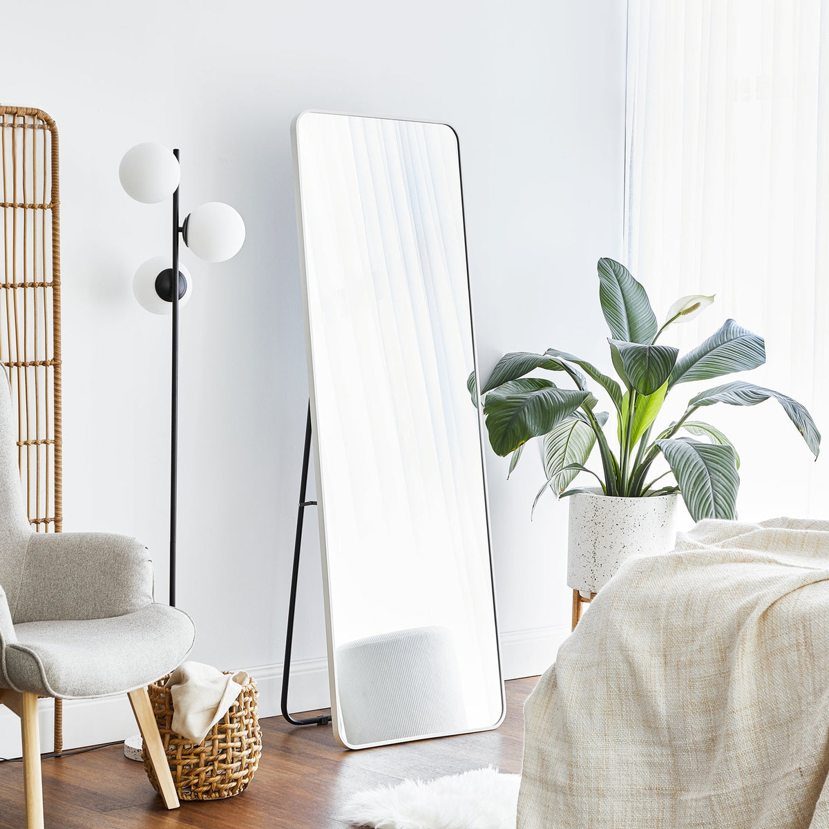 Elle 165cm Rectangle Standing Full Length Mirror White