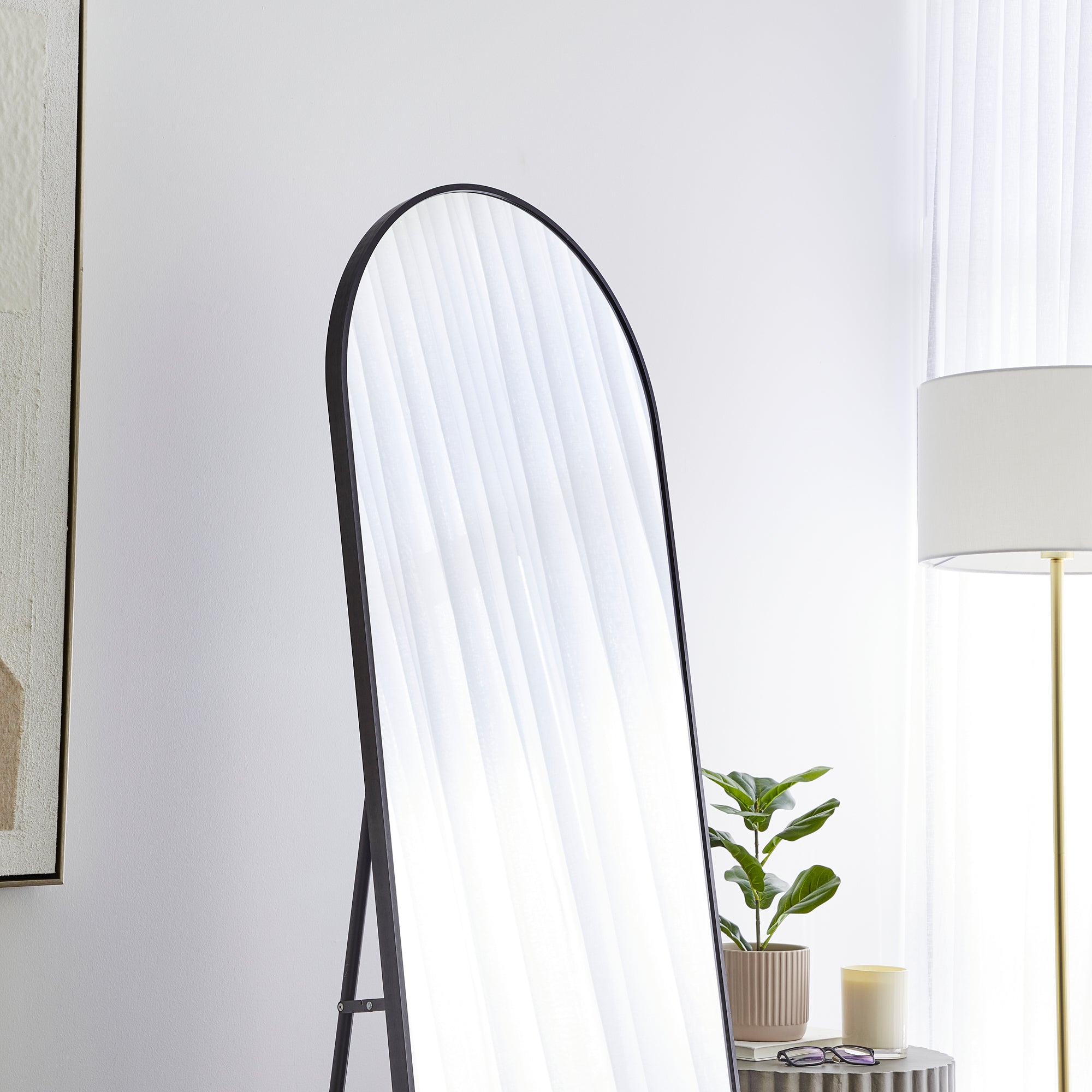 Cindy 165cm Arched Standing Full Length Mirror Black