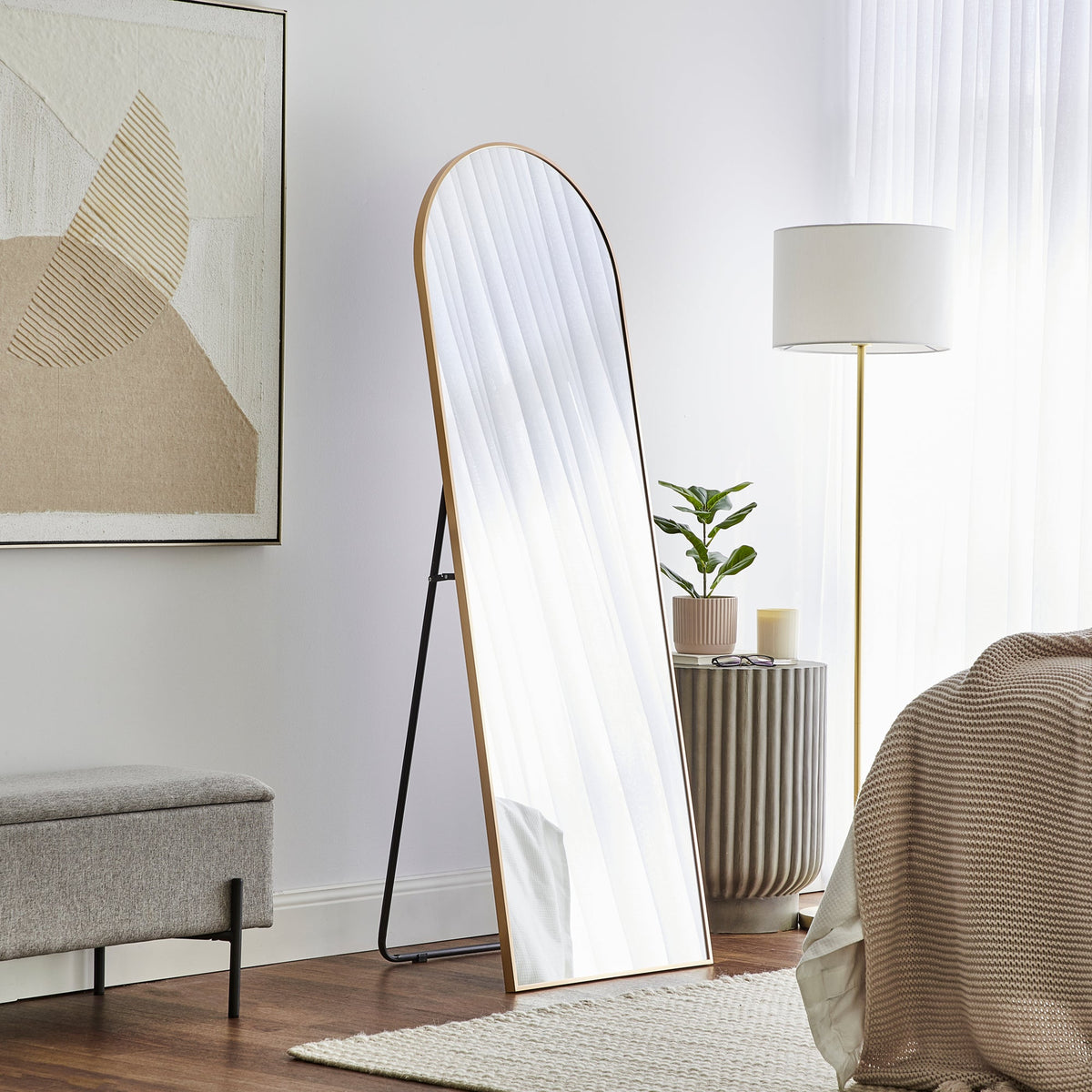 Cindy 165cm Arched Standing Full Length Mirror Gold