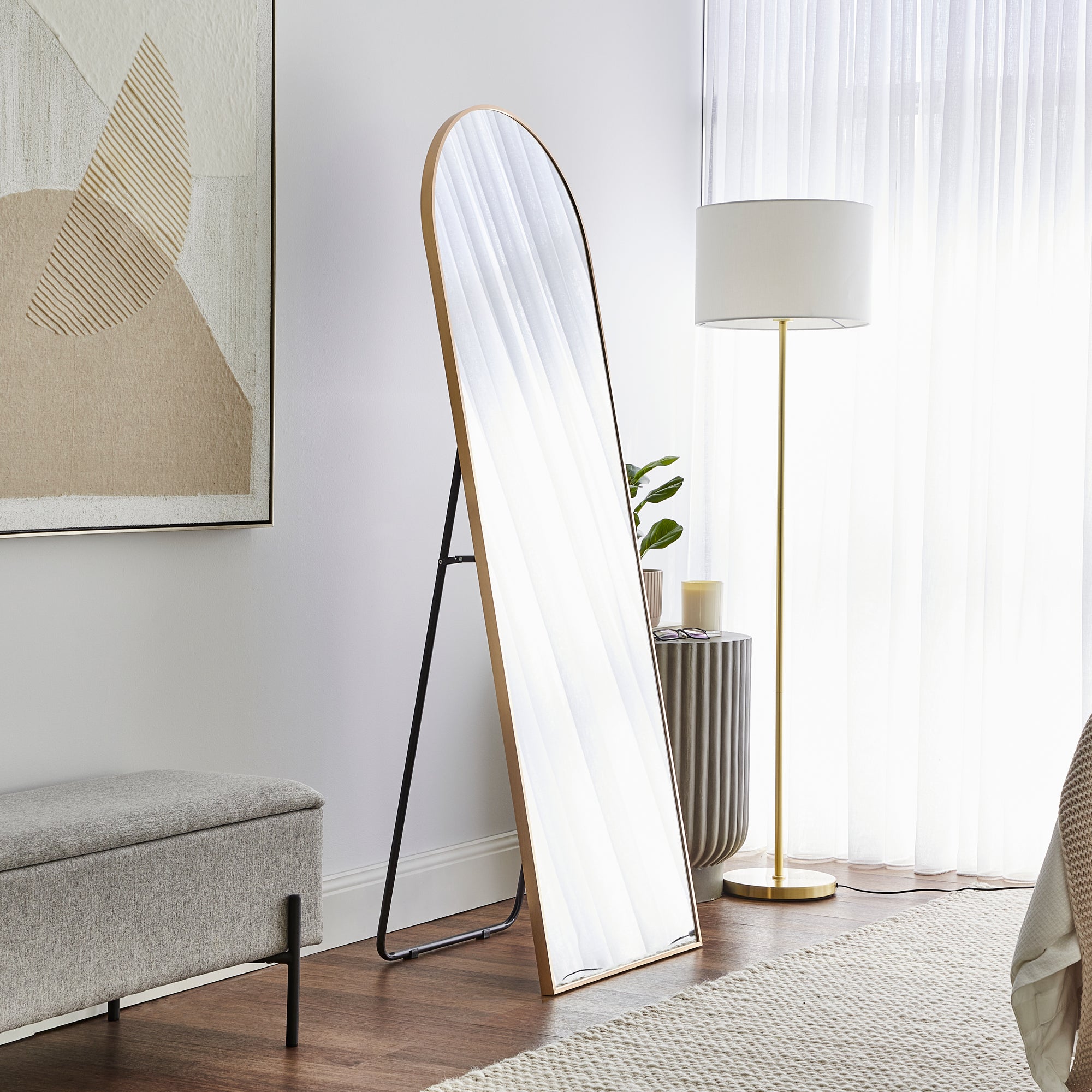 Cindy 165cm Arched Standing Full Length Mirror Gold