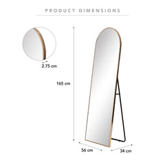 Cindy 165cm Arched Standing Full Length Mirror Gold