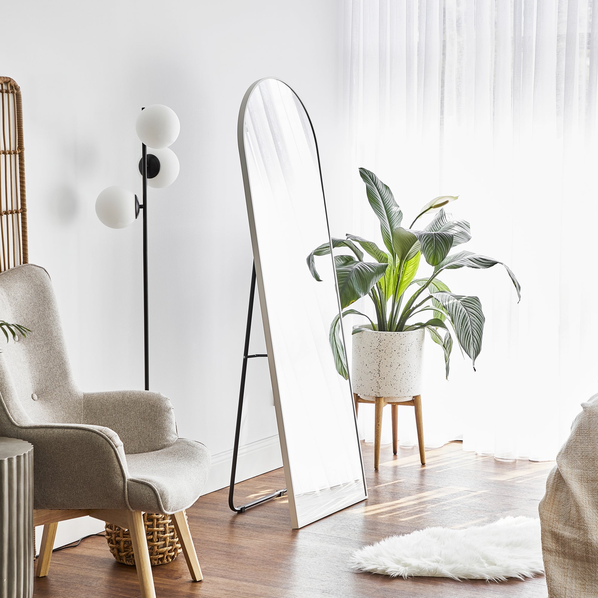 Cindy 165cm Arched Standing Full Length Mirror White