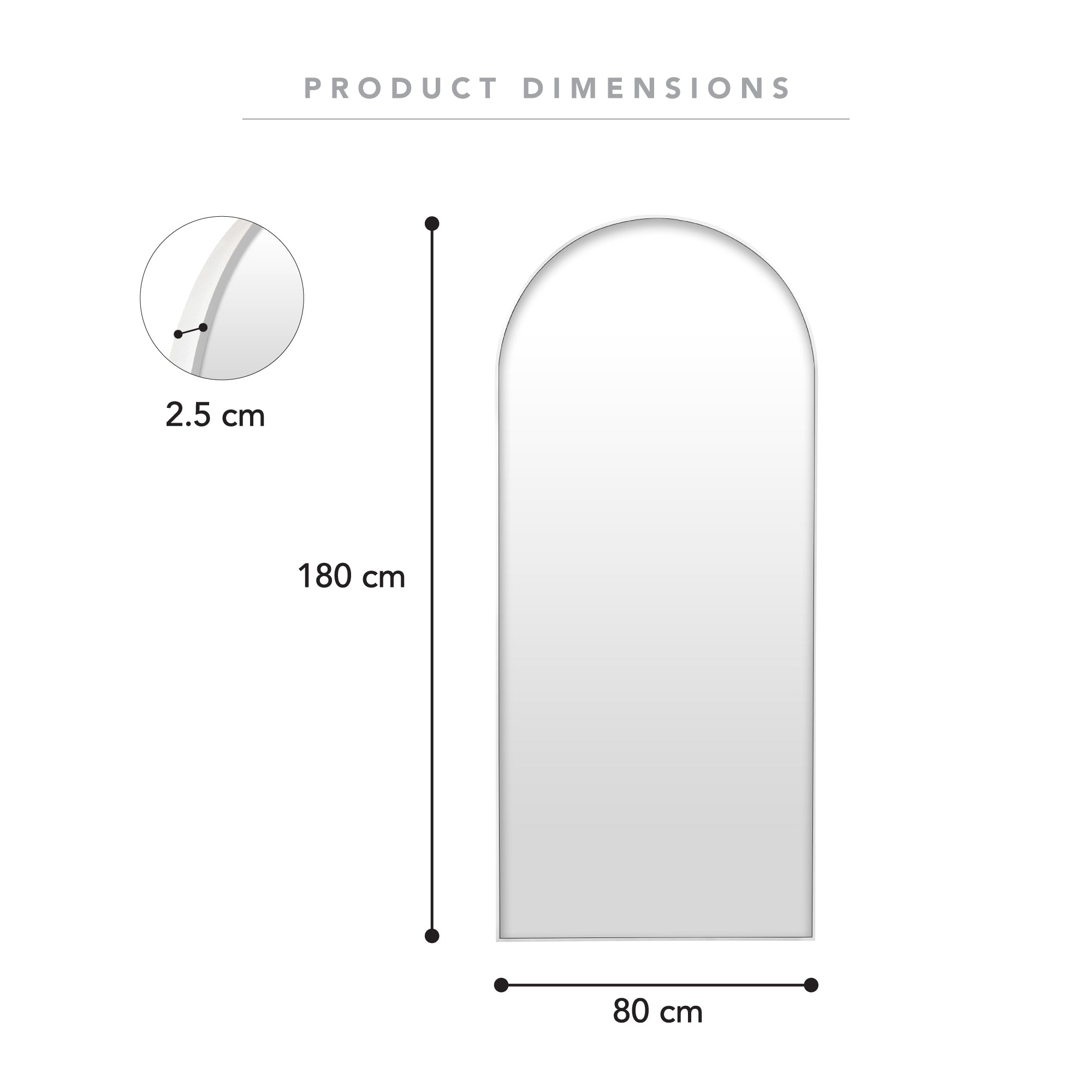 Cindy XL 180cm Arch Mirror White
