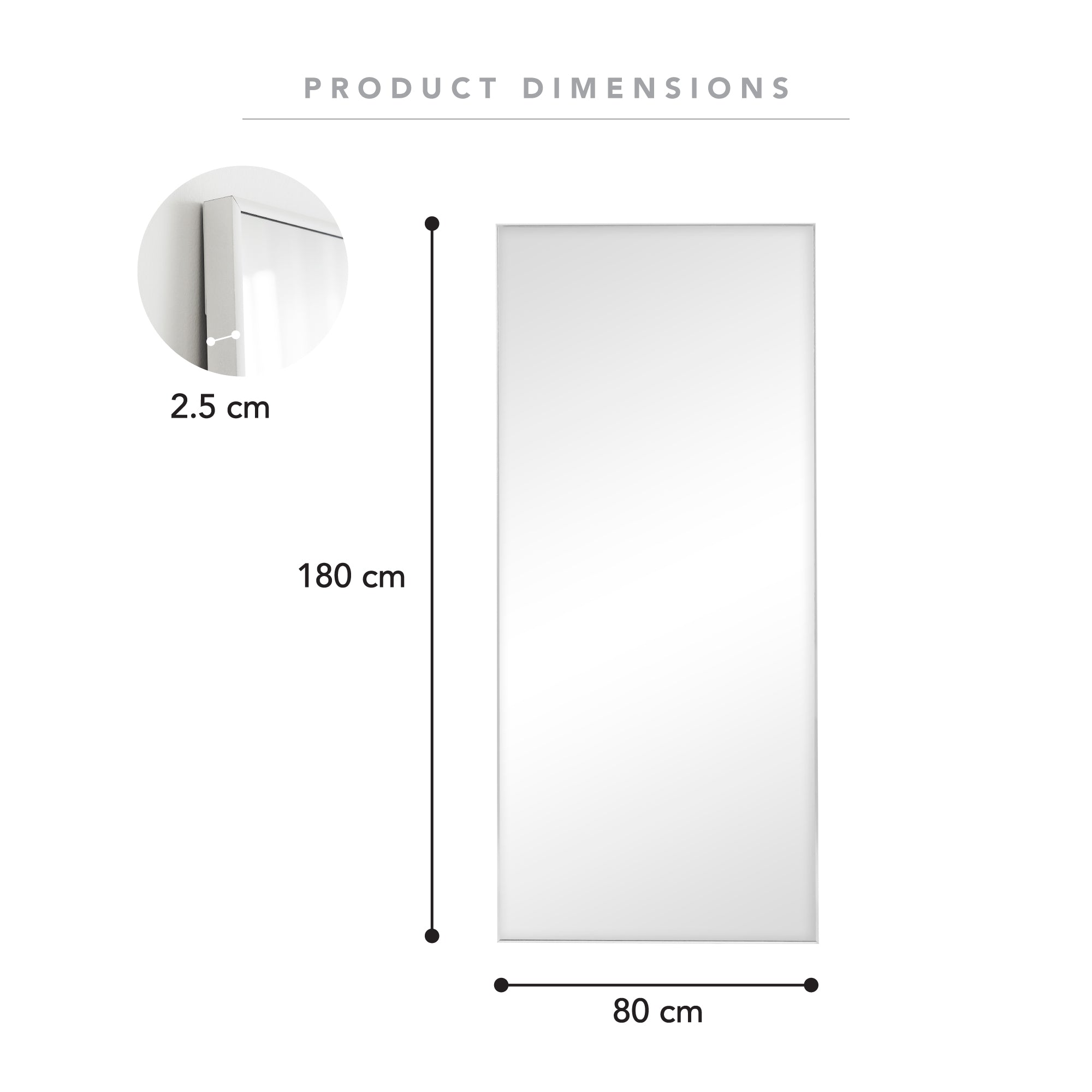 Elle XL 180cm Rectangle Mirror White