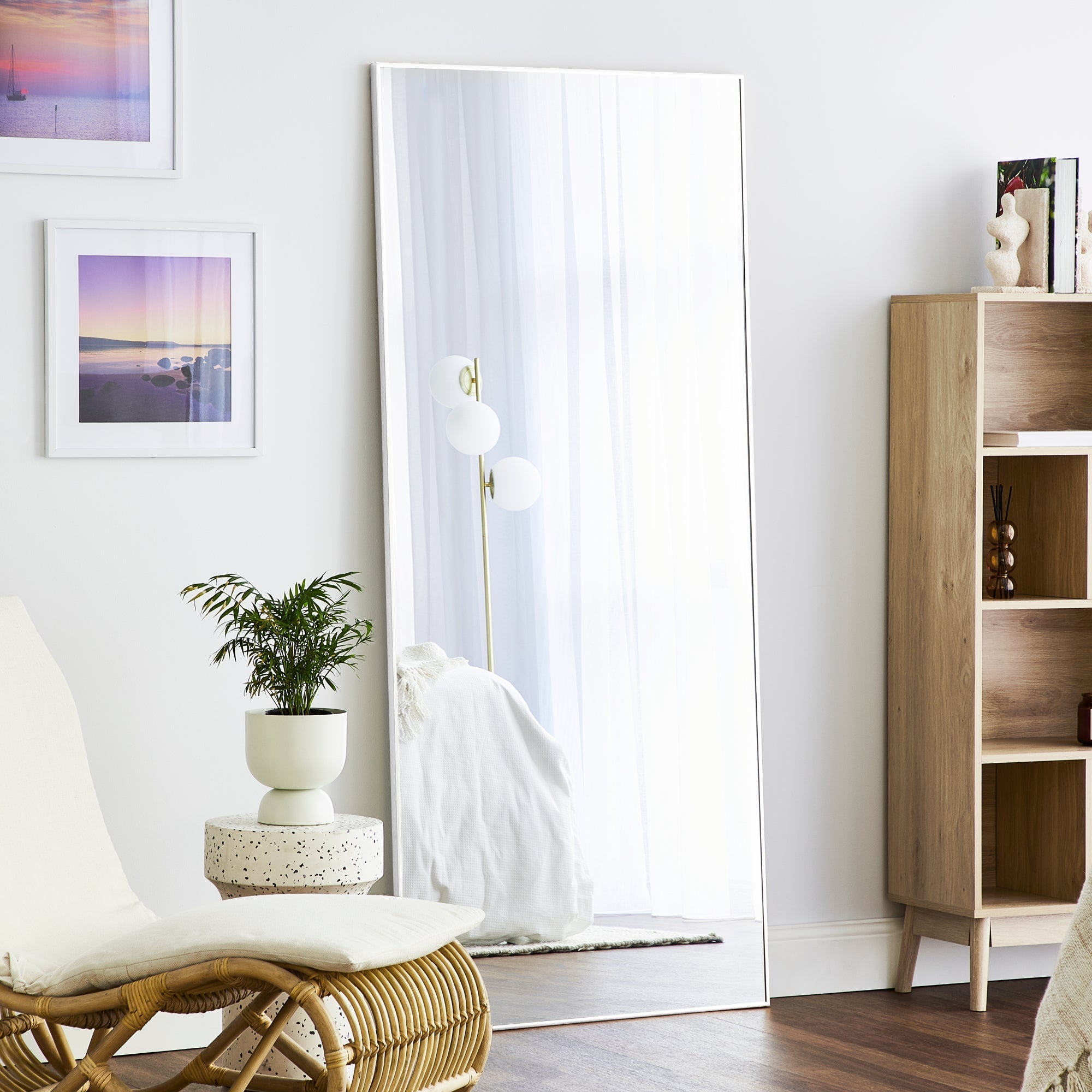 Elle XL 180cm Rectangle Mirror White