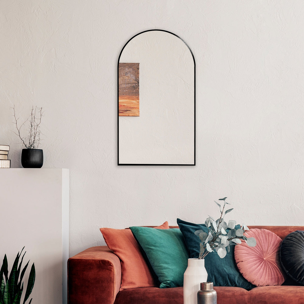 Naomi 80cm Arched Wall Mirror Black