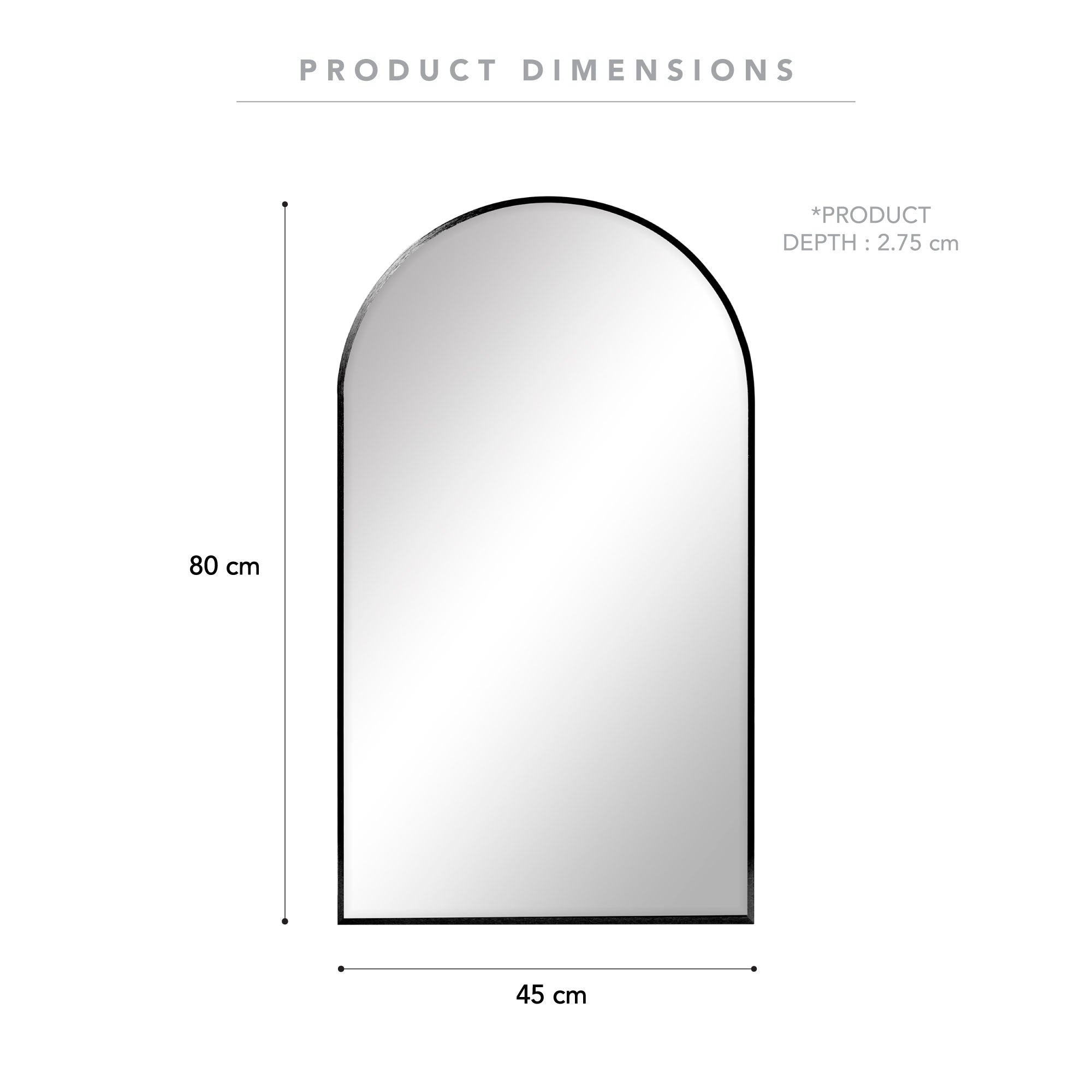 Naomi 80cm Arched Wall Mirror Black