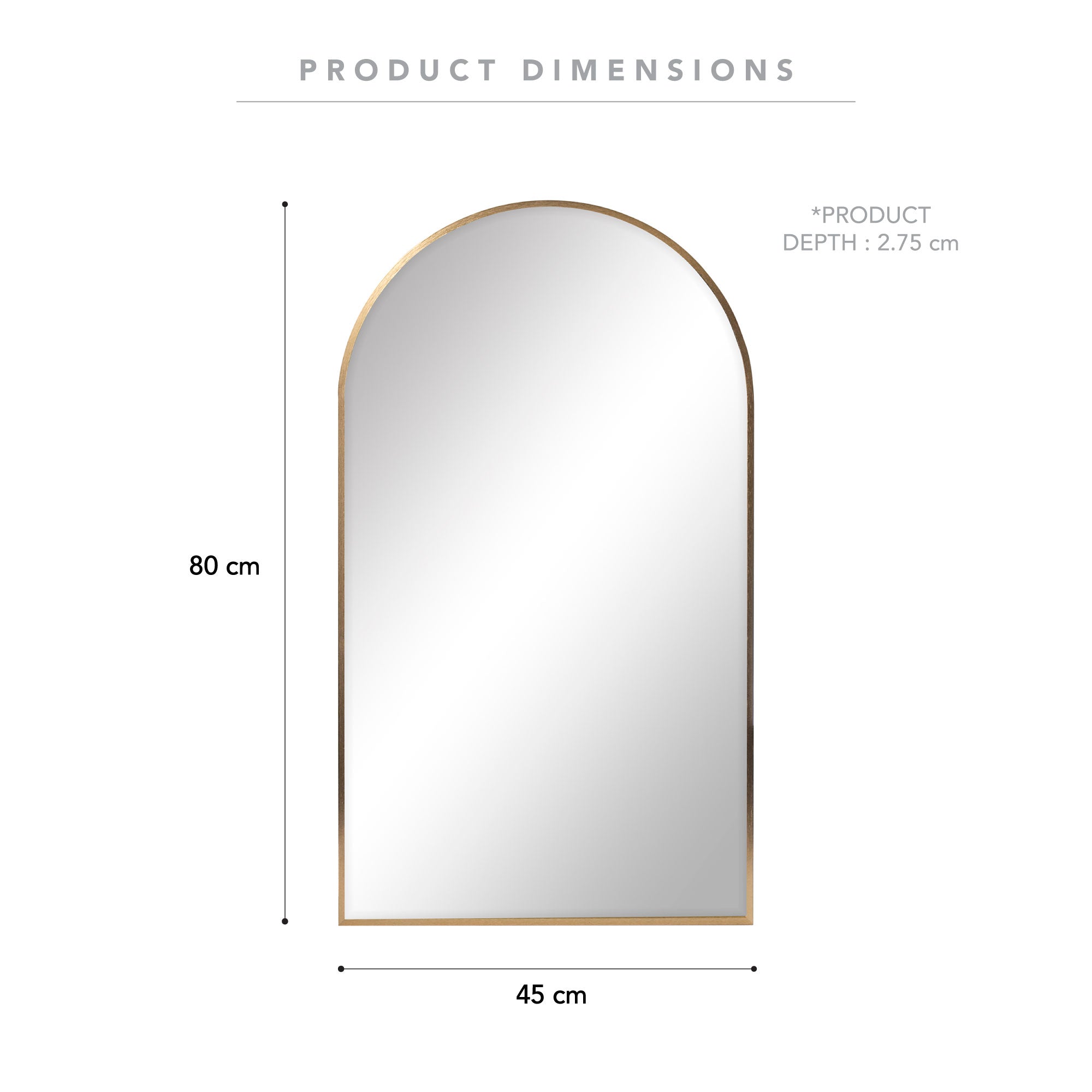 Naomi 80cm Arched Wall Mirror Gold