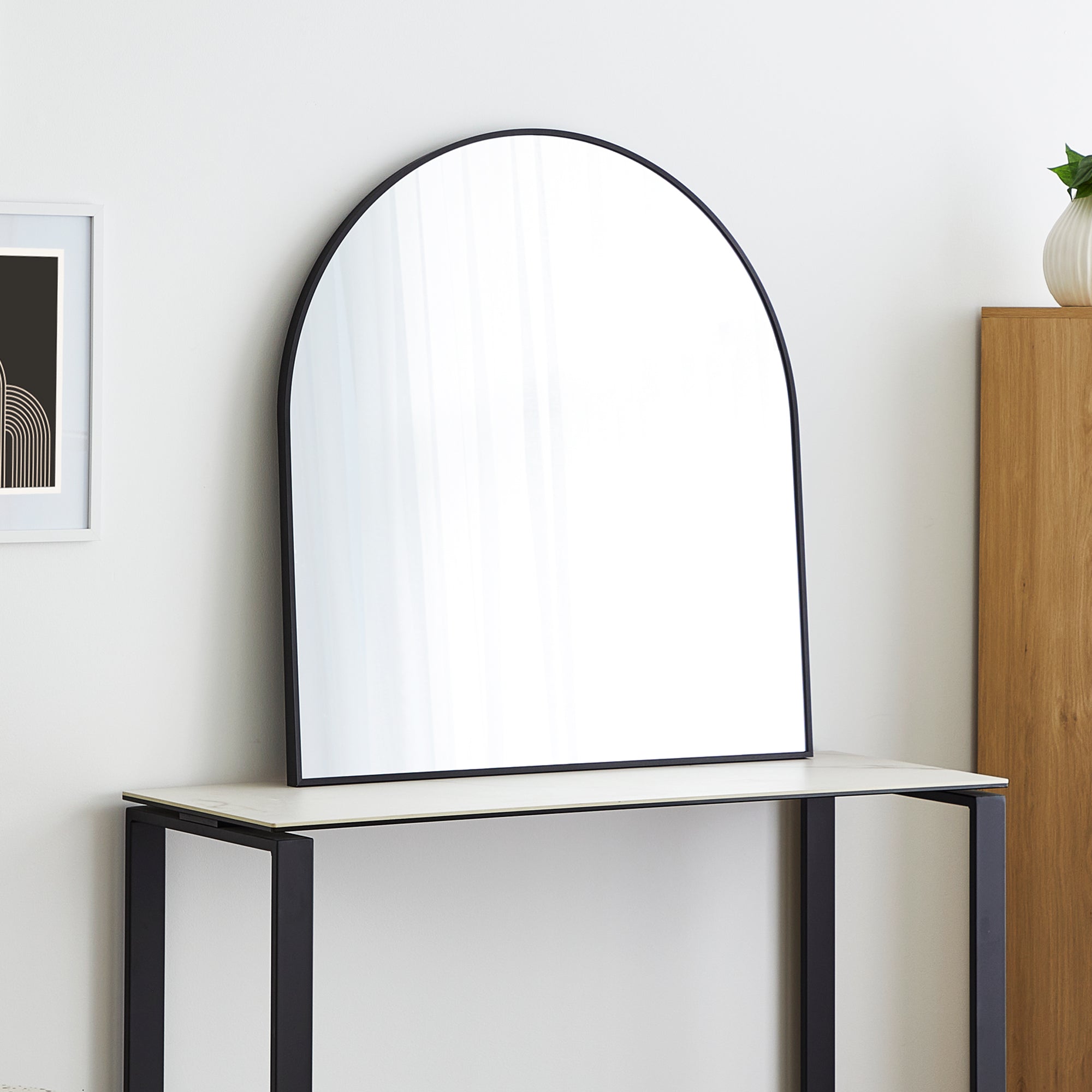 Naomi 85cm Large Arch Mirror Black