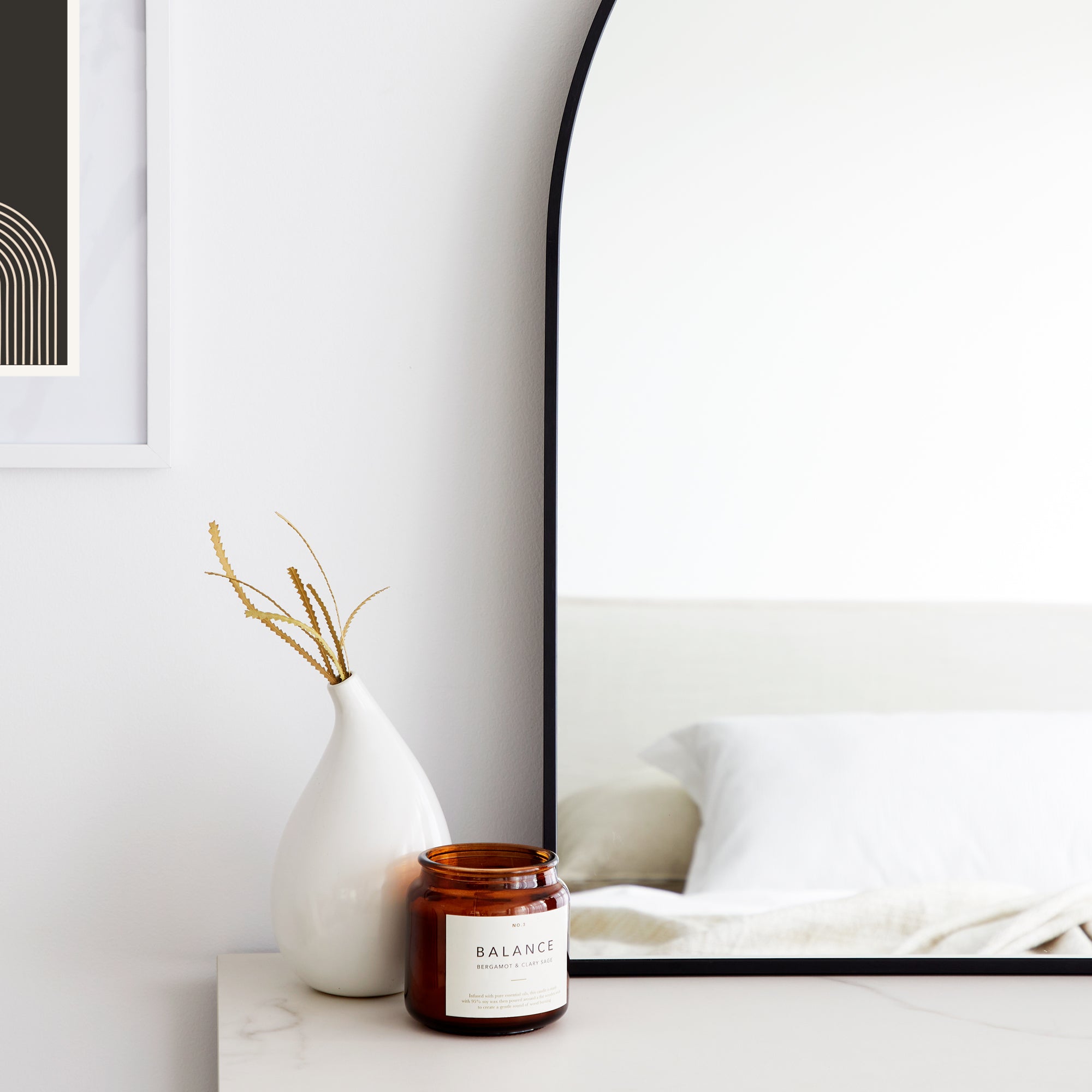 Naomi 85cm Large Arch Mirror Black